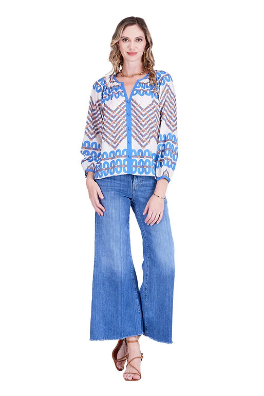 Jade Trimmed Peasant Top - Image 2