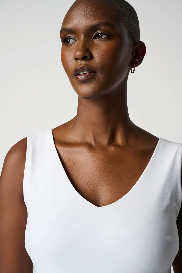 Joseph Ribkoff Classic V-Neck Cami, Vanilla - Image 3