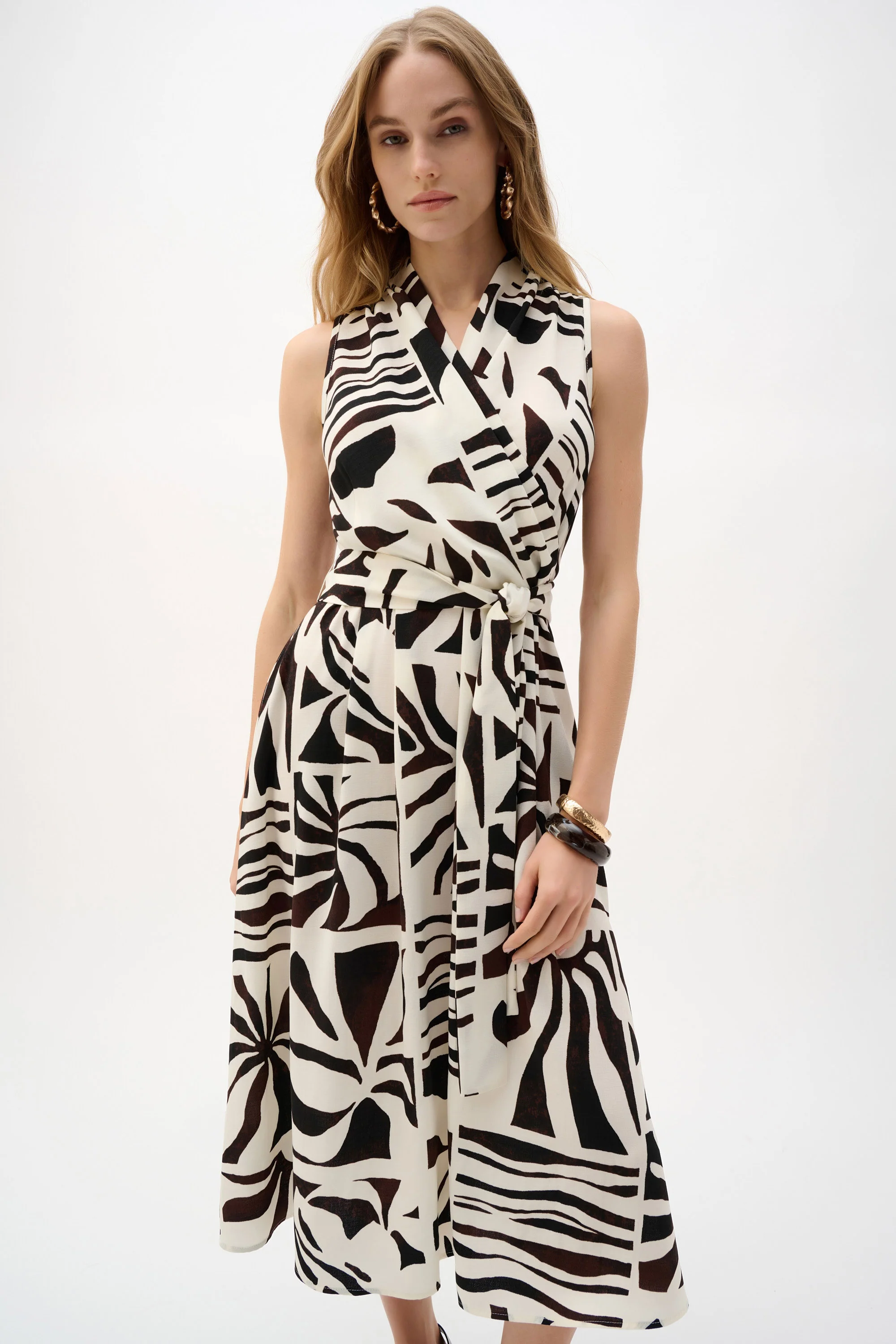 Joseph Ribkoff Gauze Tropical Print Fit and Flare Wrap Dress - Image 2