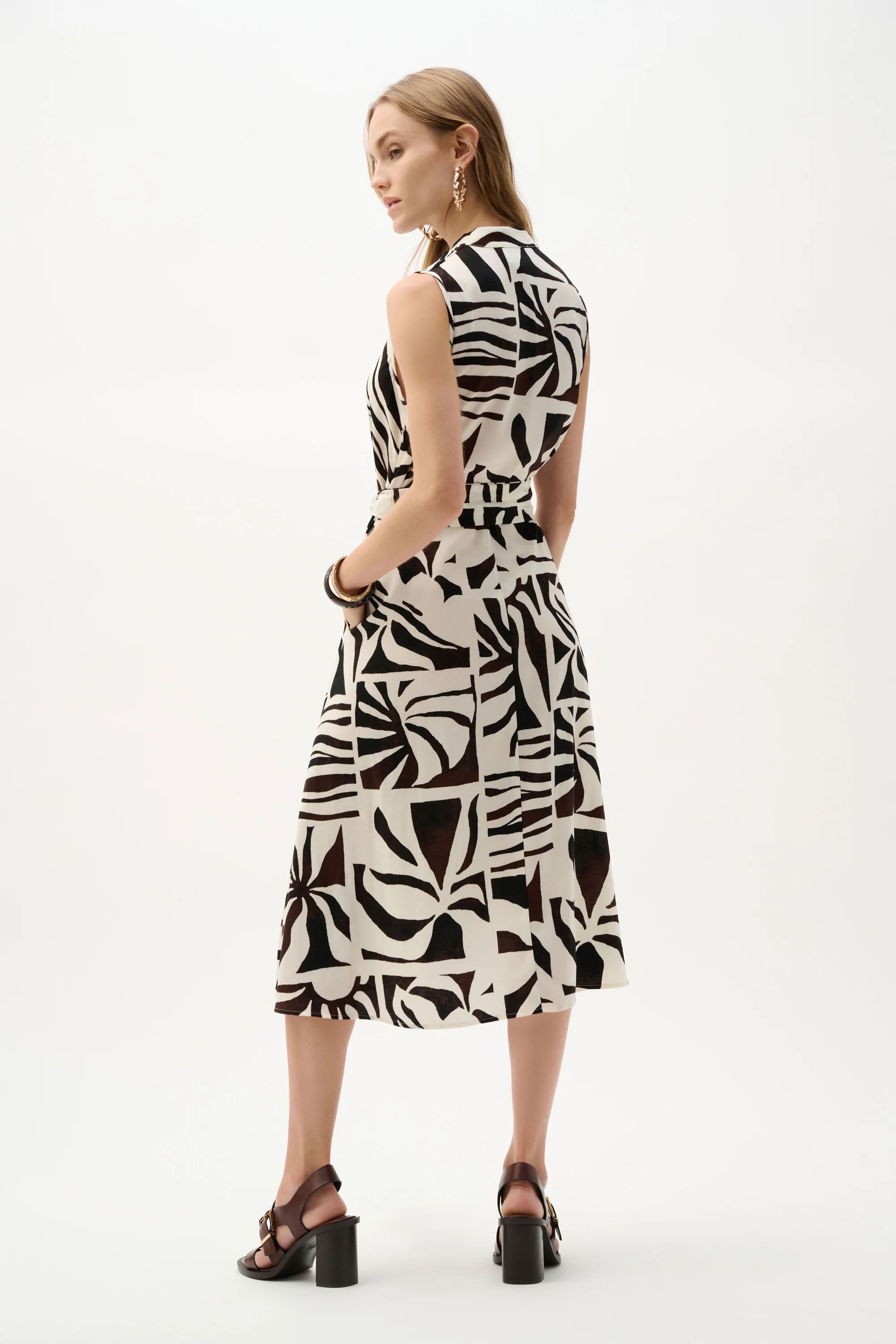 Joseph Ribkoff Gauze Tropical Print Fit and Flare Wrap Dress - Image 4