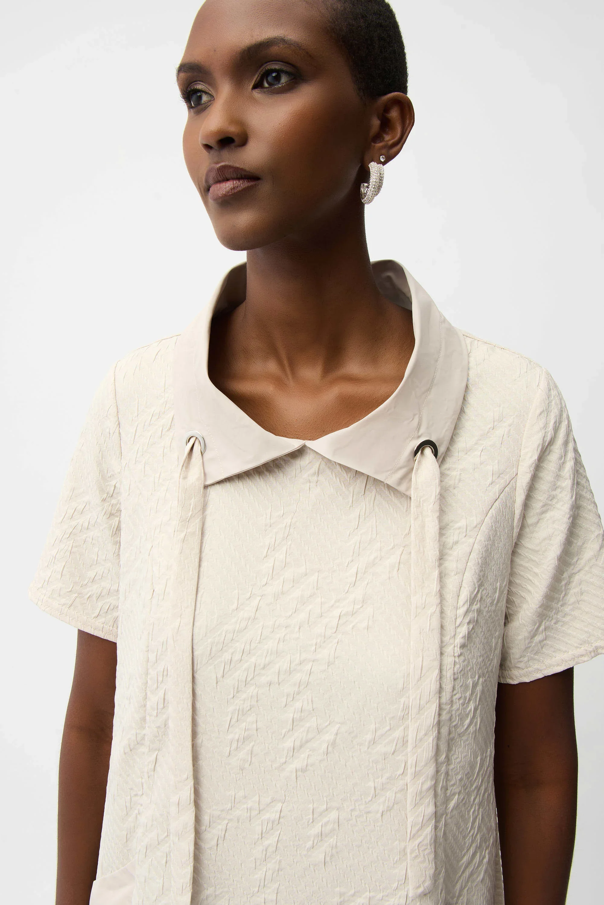 Joseph Ribkoff Geometric Textured Jacquard A-Line Dress - Image 3