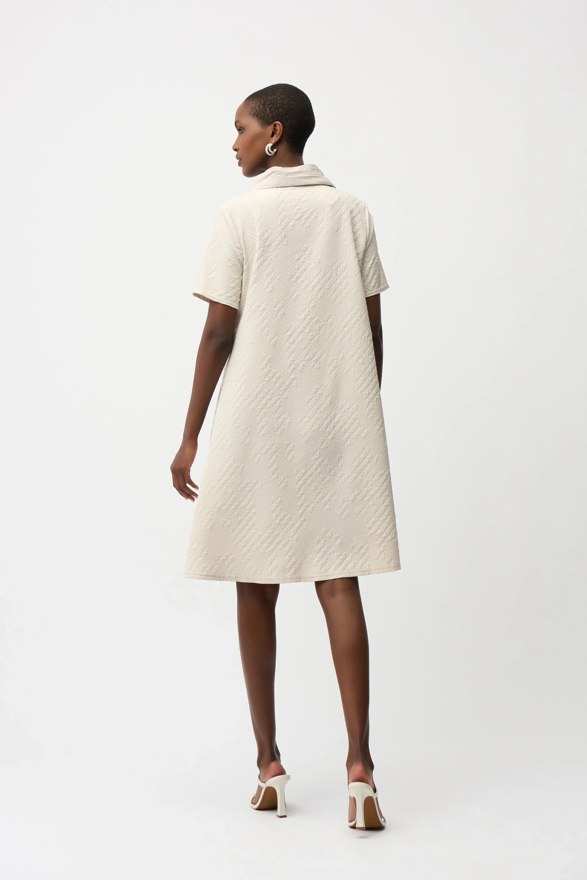 Joseph Ribkoff Geometric Textured Jacquard A-Line Dress - Image 4