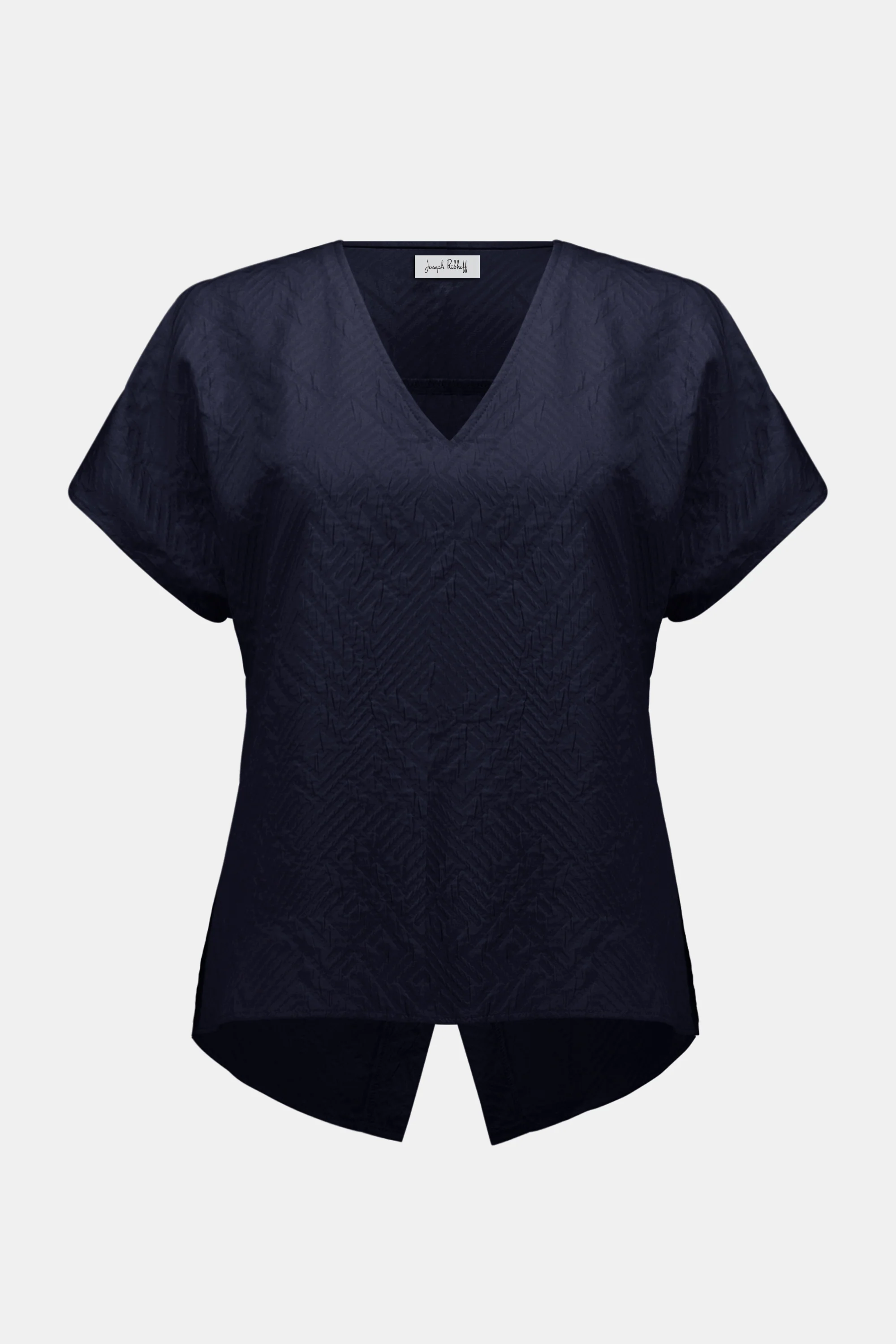 Joseph Ribkoff Geometric Textured Jacquard Top With V-Neckline - Image 5