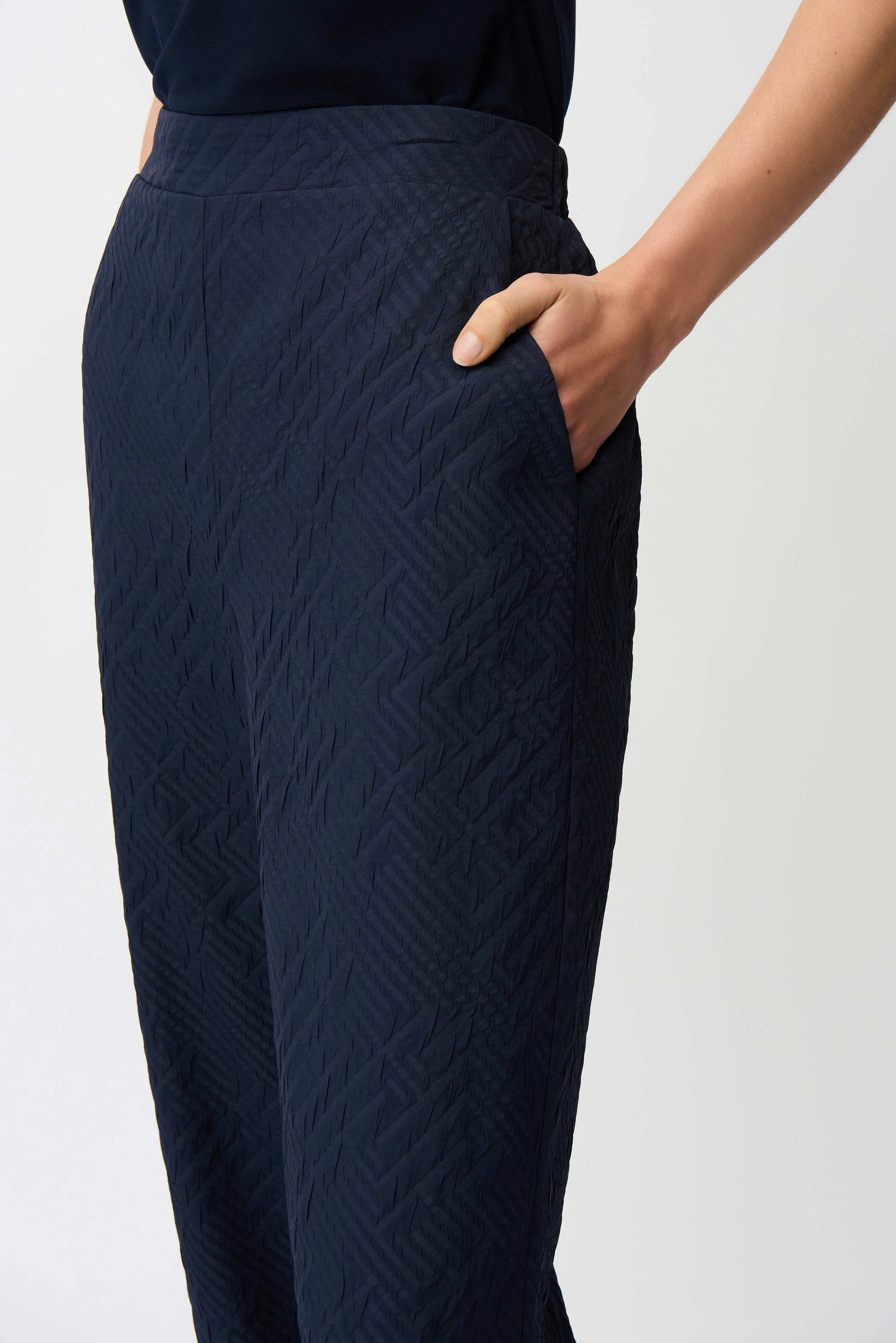 Joseph Ribkoff Jacquard Geometrical Texture Wide Leg Pull-On Pants - Image 2