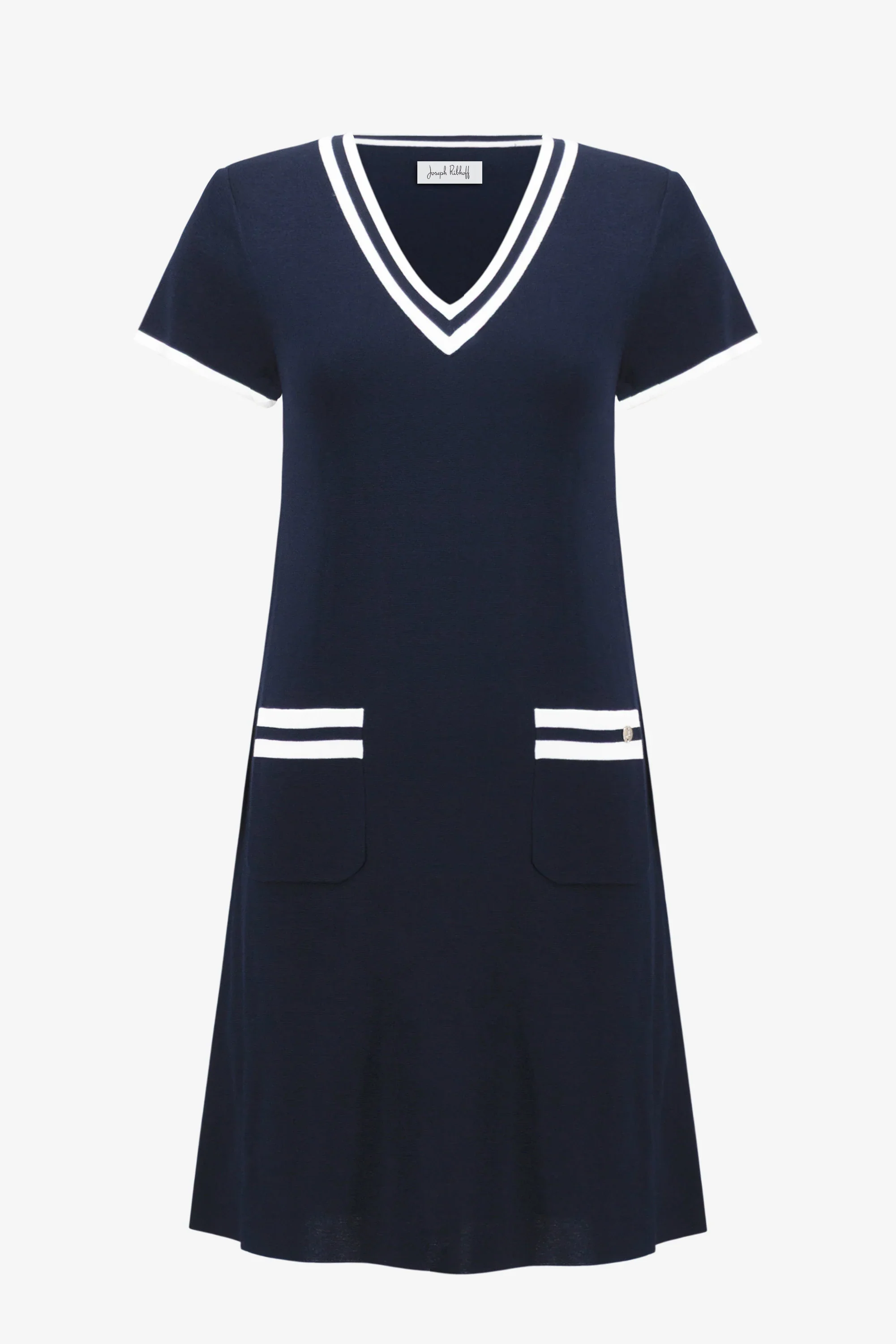 Joseph Ribkoff Knit A-Line Dress with Rib Trim - Image 5