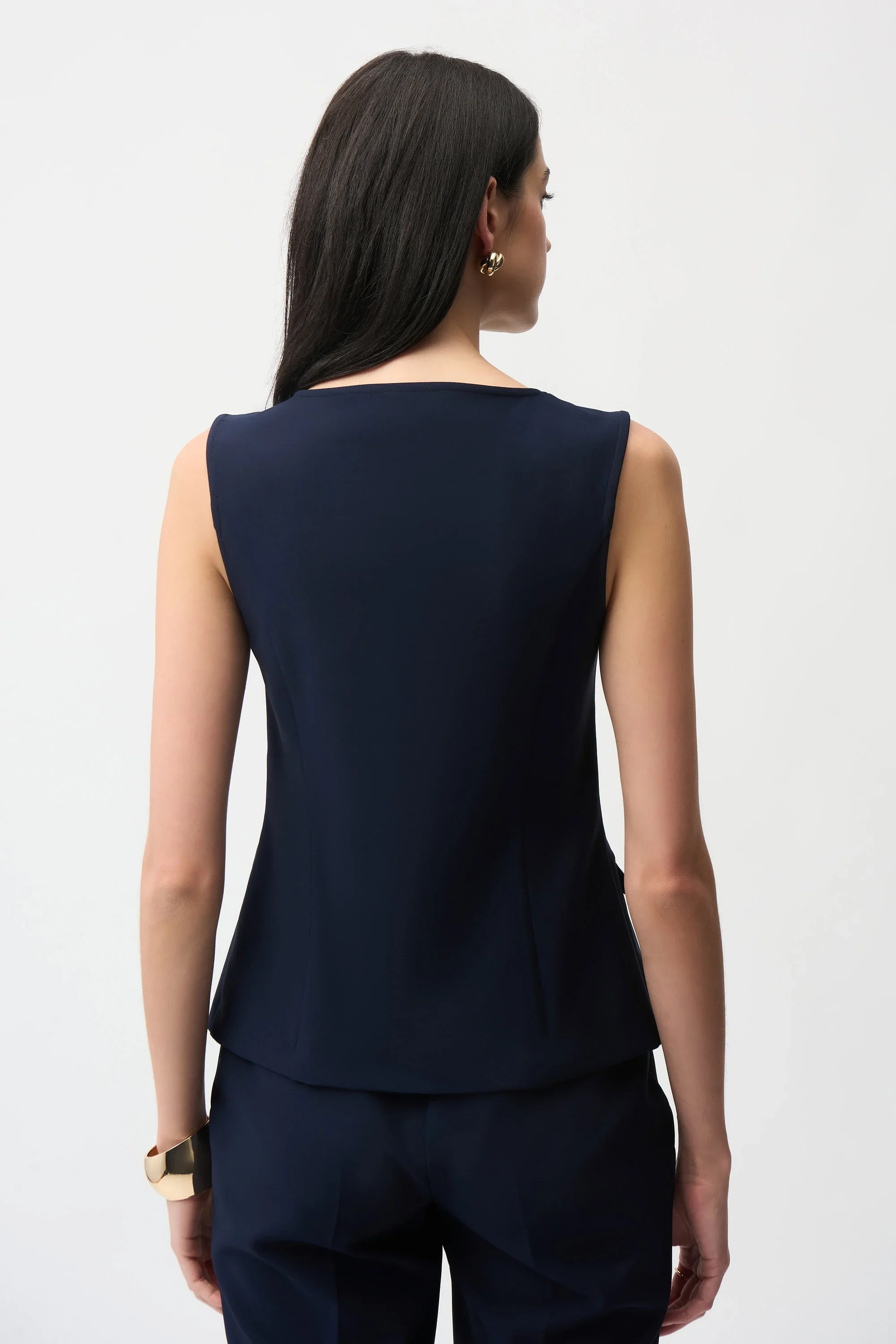 Joseph Ribkoff Lux Twill Fitted Vest With Front Zipper - Image 4