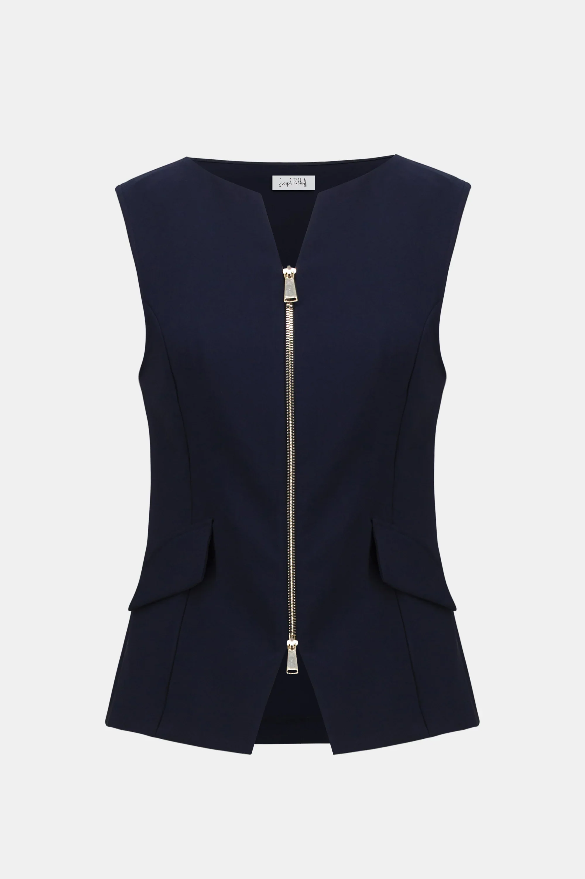 Joseph Ribkoff Lux Twill Fitted Vest With Front Zipper - Image 6