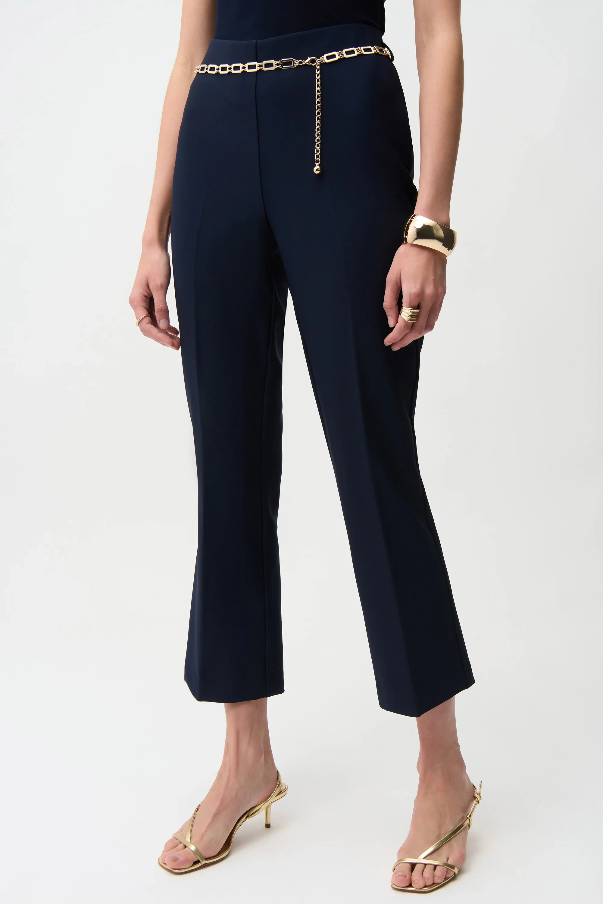 Joseph Ribkoff Lux Twill Pull-On Flare Pants With Chain Belt - Image 2