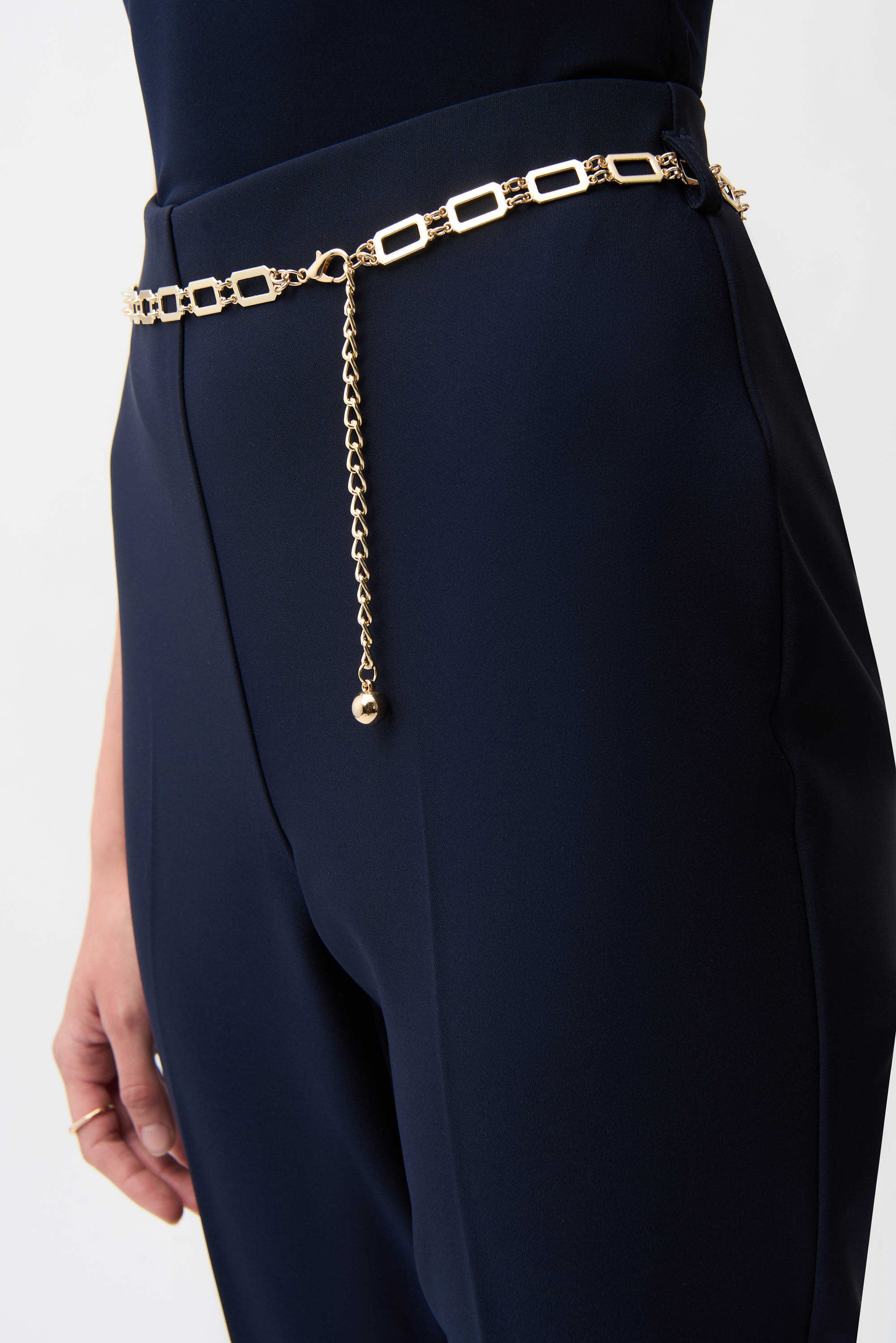 Joseph Ribkoff Lux Twill Pull-On Flare Pants With Chain Belt - Image 3