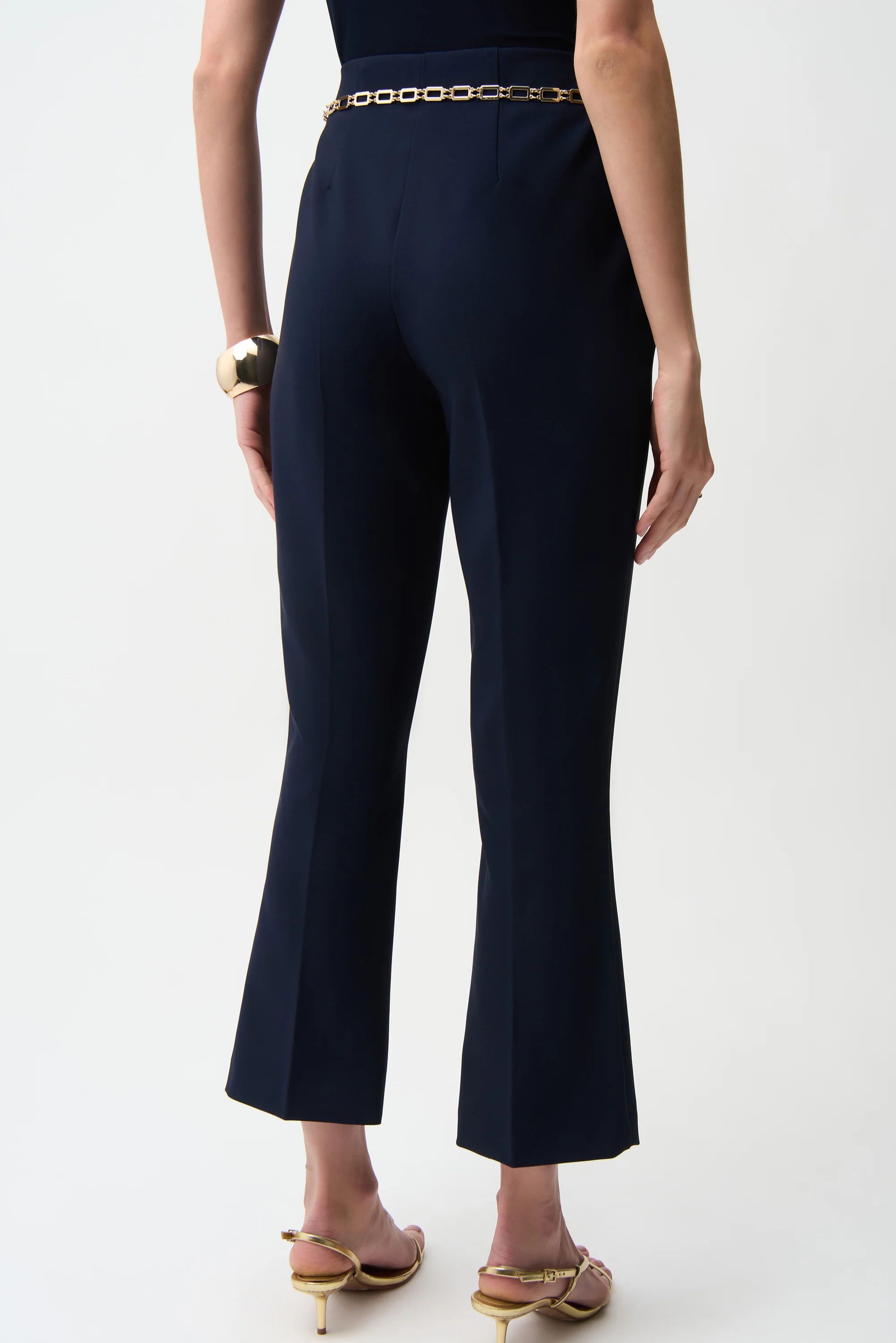 Joseph Ribkoff Lux Twill Pull-On Flare Pants With Chain Belt - Image 4