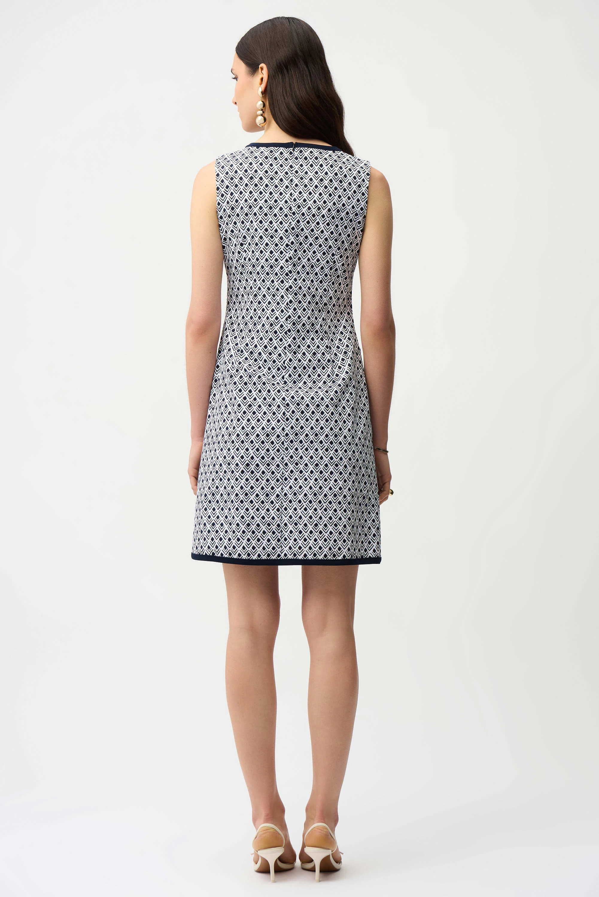 Joseph Ribkoff Millennium Geometric Print A-Line Dress with Contrast Trim - Image 4