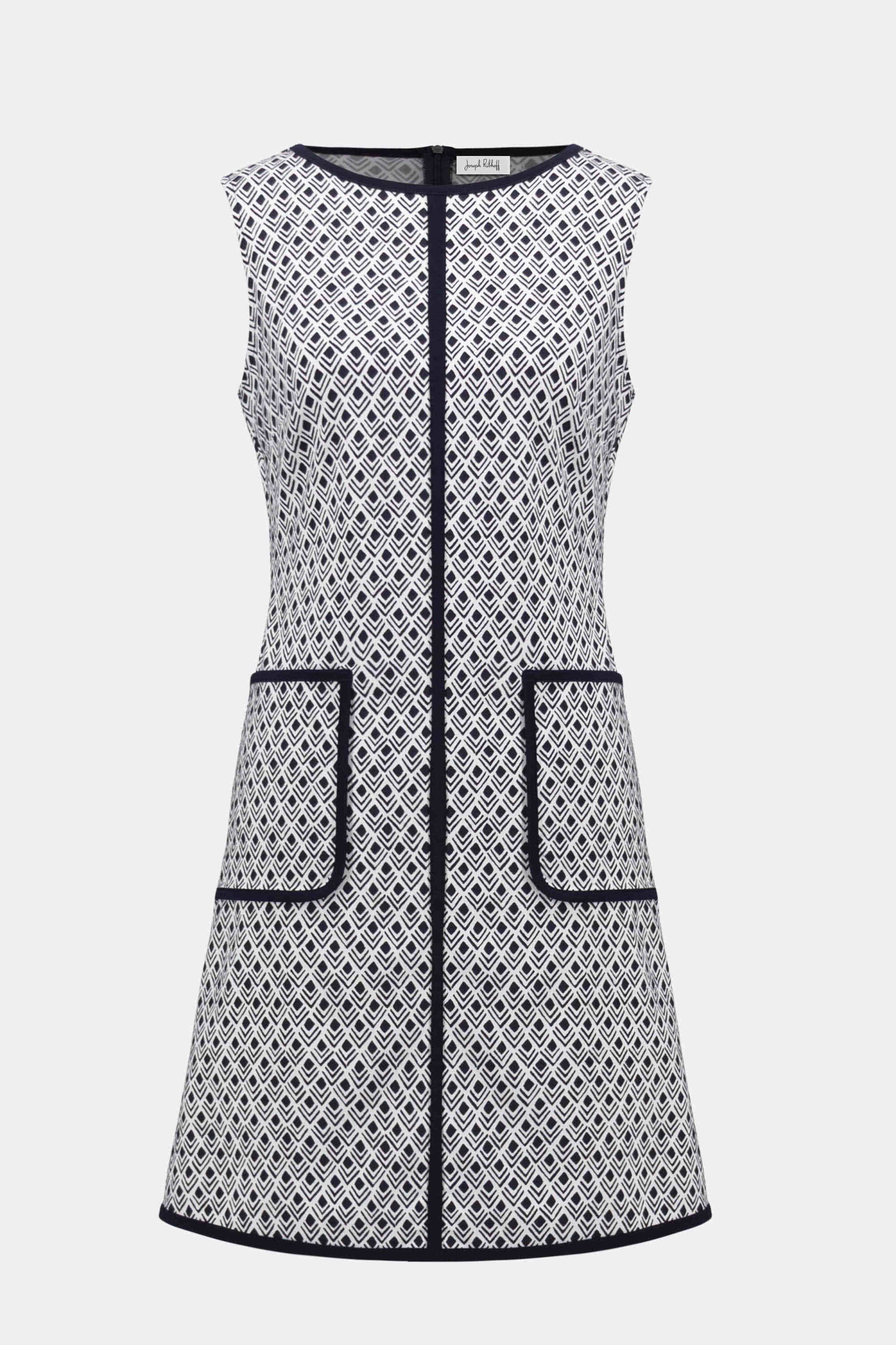 Joseph Ribkoff Millennium Geometric Print A-Line Dress with Contrast Trim - Image 5