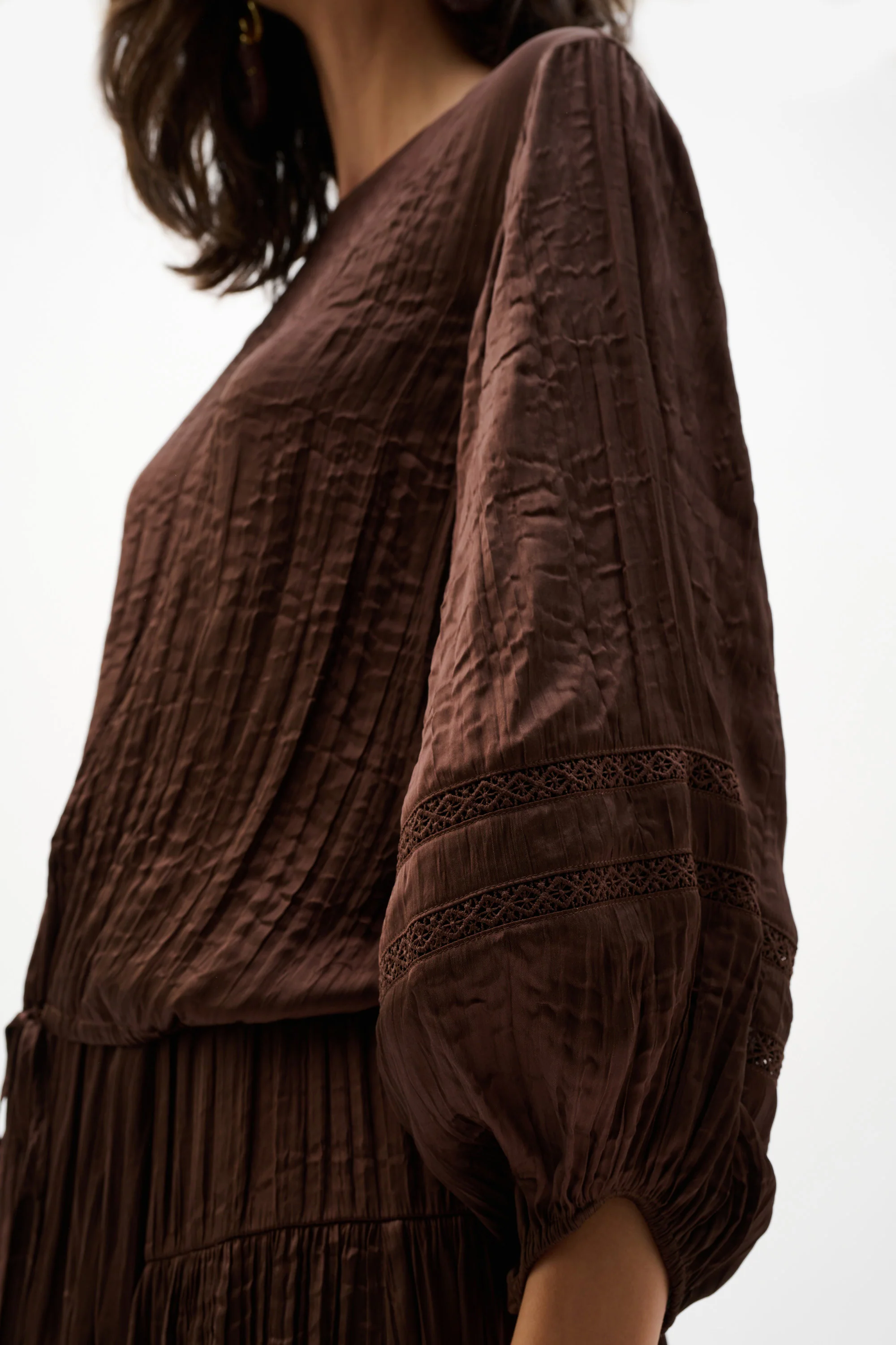 Joseph Ribkoff Pleated Satin Cocoon Top with Pleats - Image 3