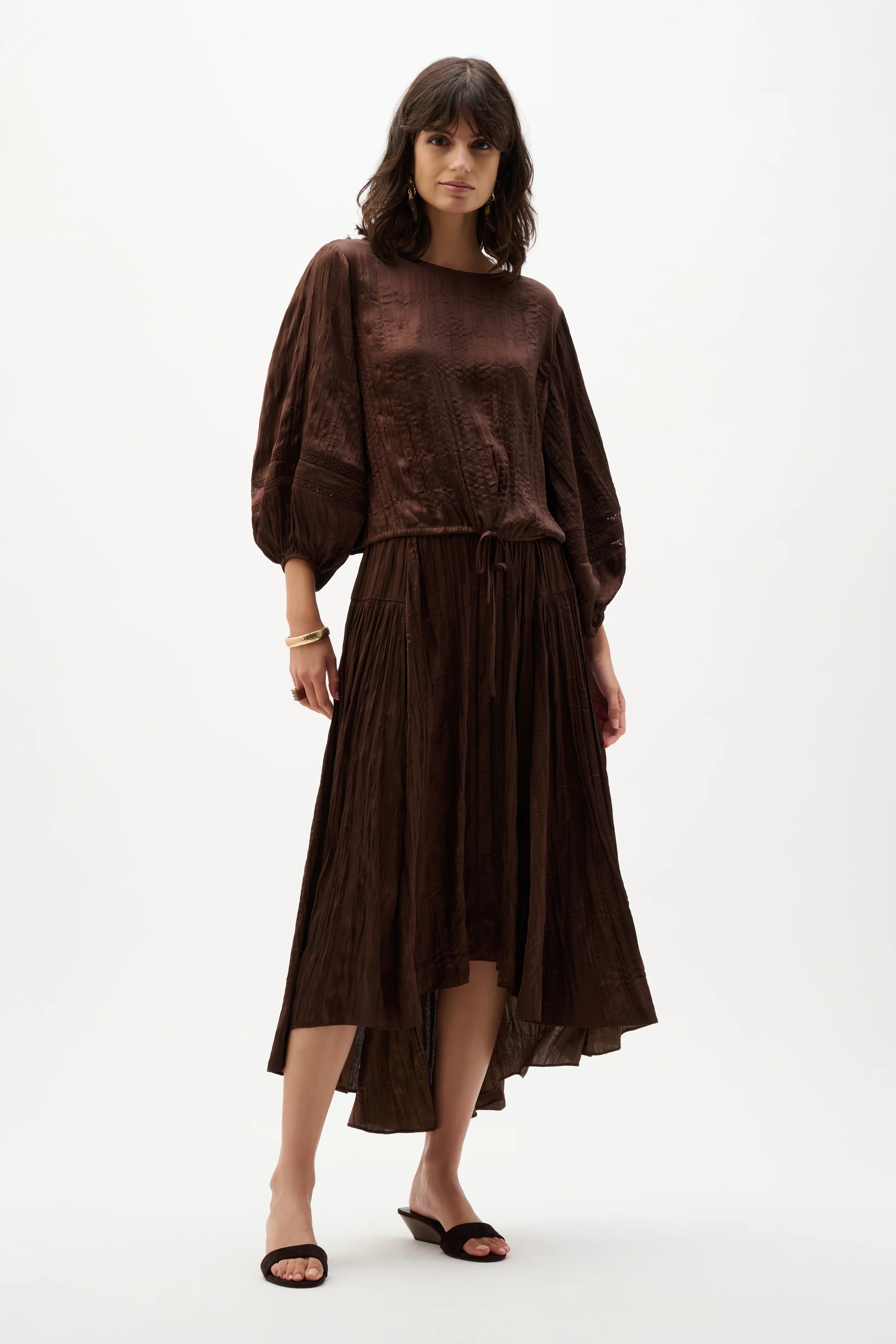 Joseph Ribkoff Pleated Satin Cocoon Top with Pleats - Image 5