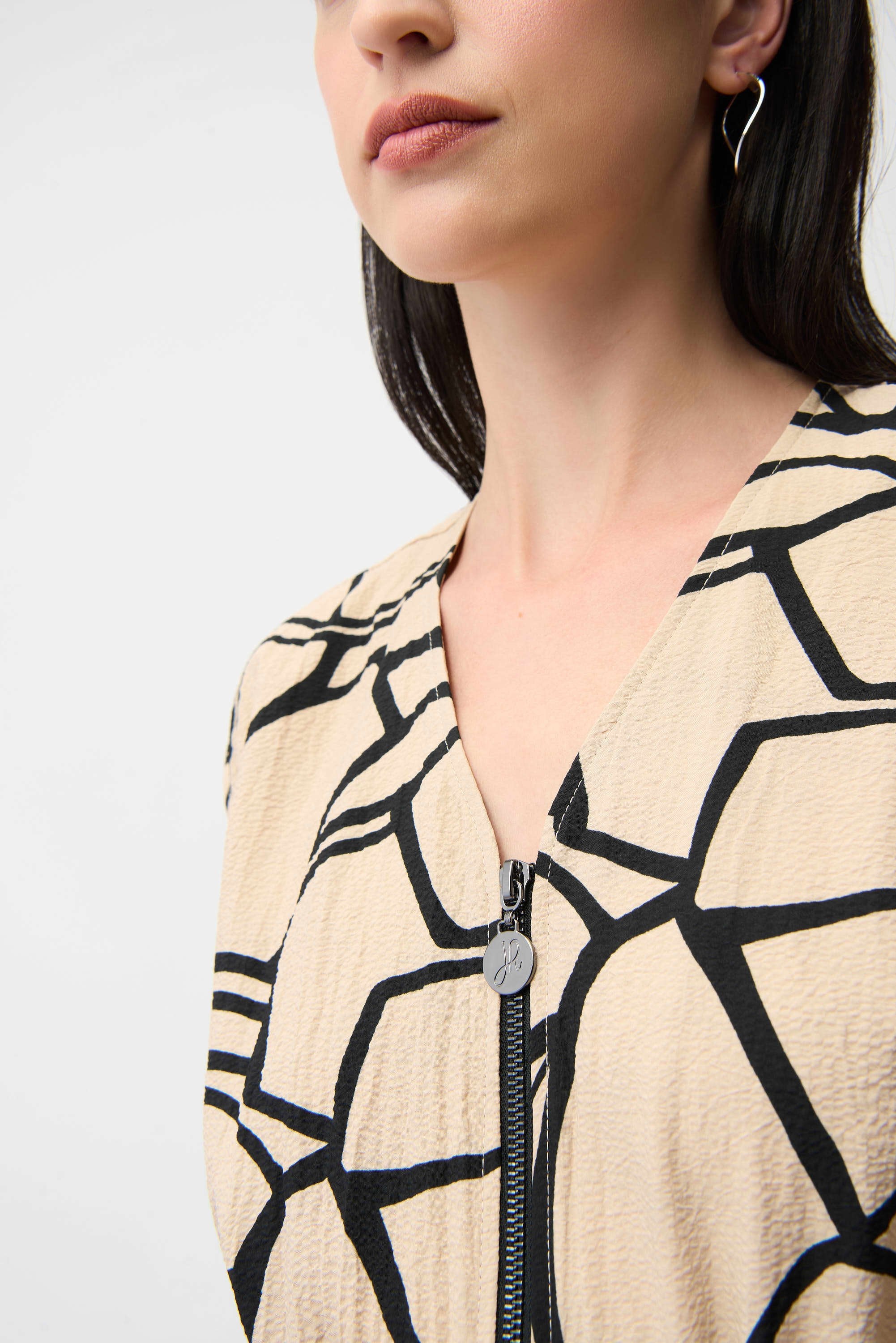 Joseph Ribkoff Seersucker Abstract Print Fit and Flare Dress - Image 3