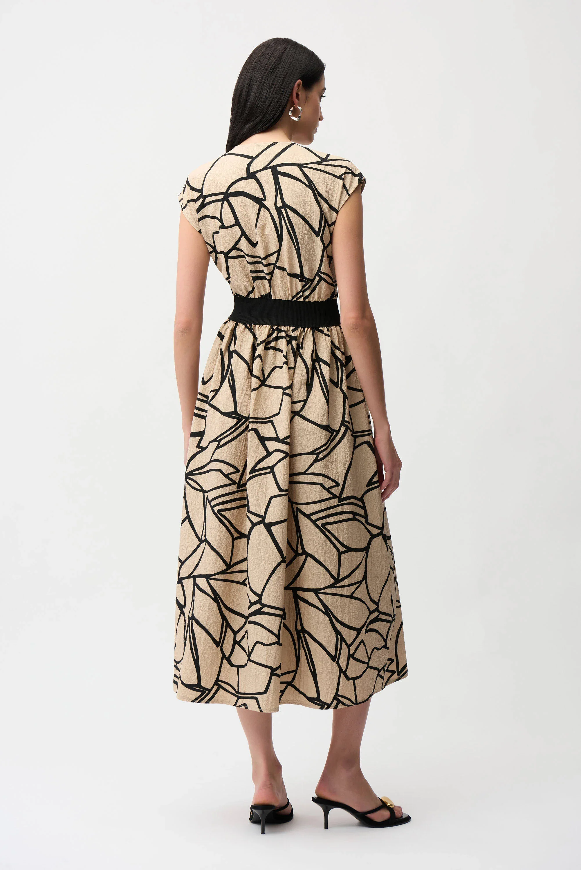 Joseph Ribkoff Seersucker Abstract Print Fit and Flare Dress - Image 4