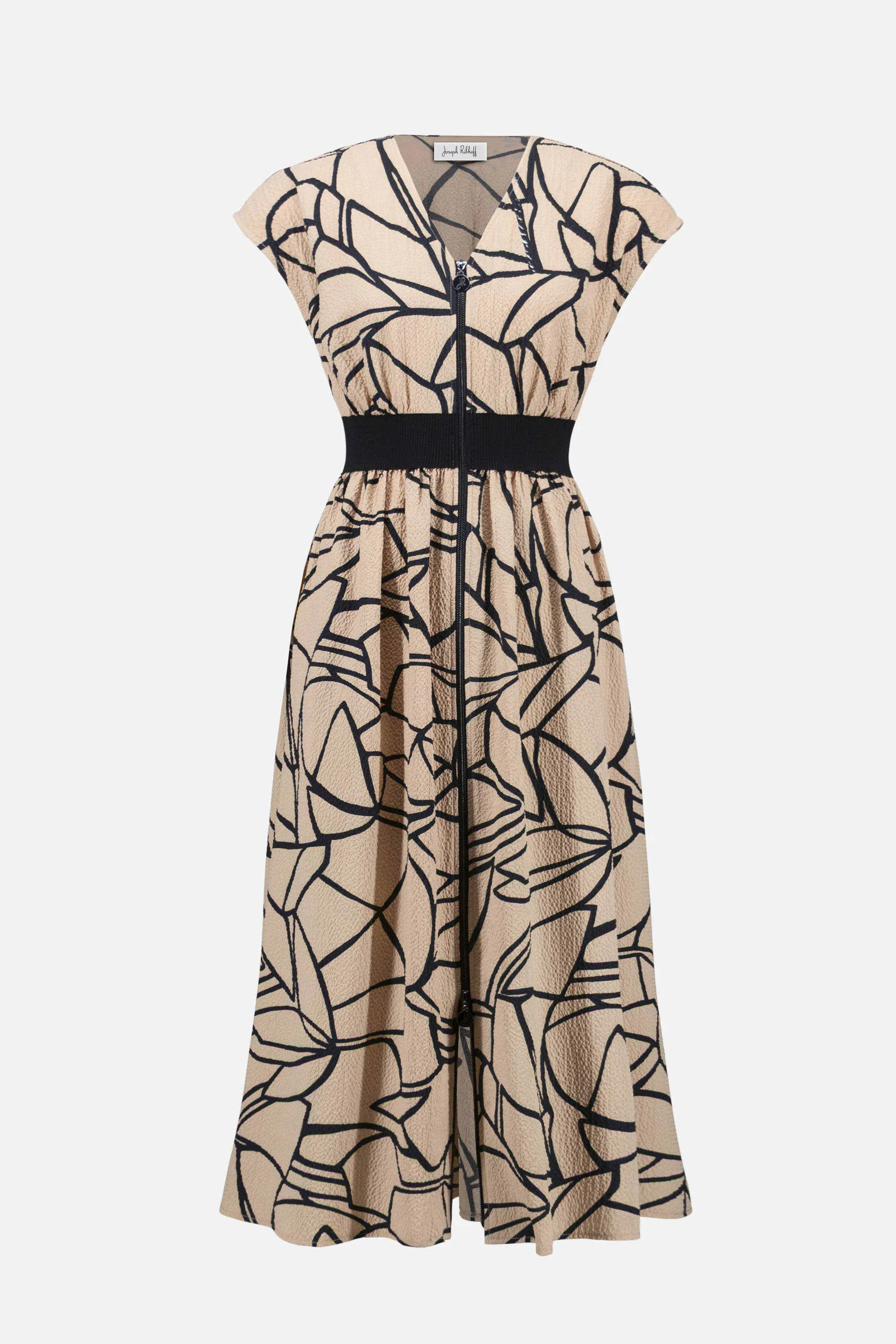 Joseph Ribkoff Seersucker Abstract Print Fit and Flare Dress - Image 6