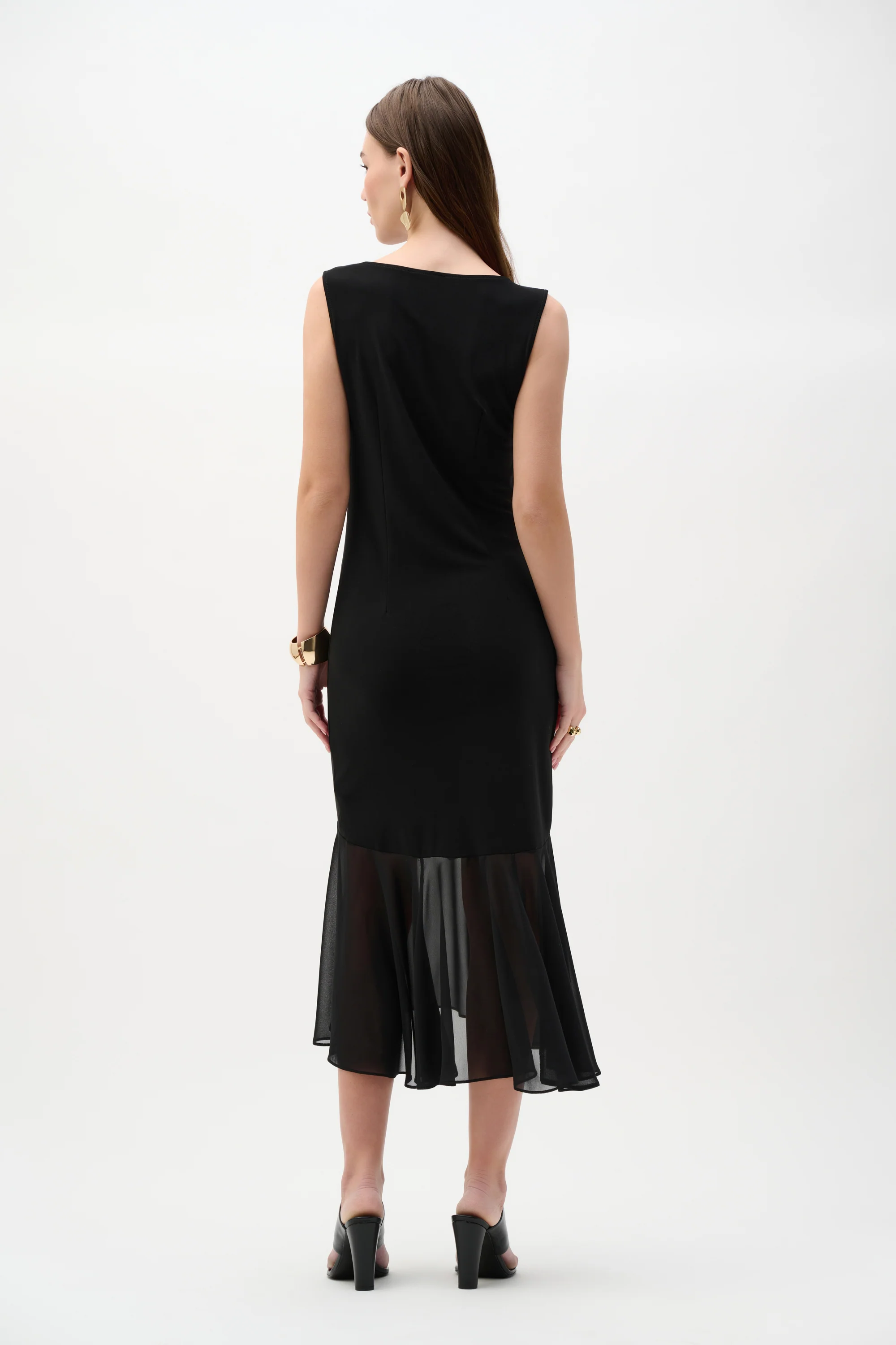 Joseph Ribkoff Silky Knit and Chiffon Flounce Dress - Image 4