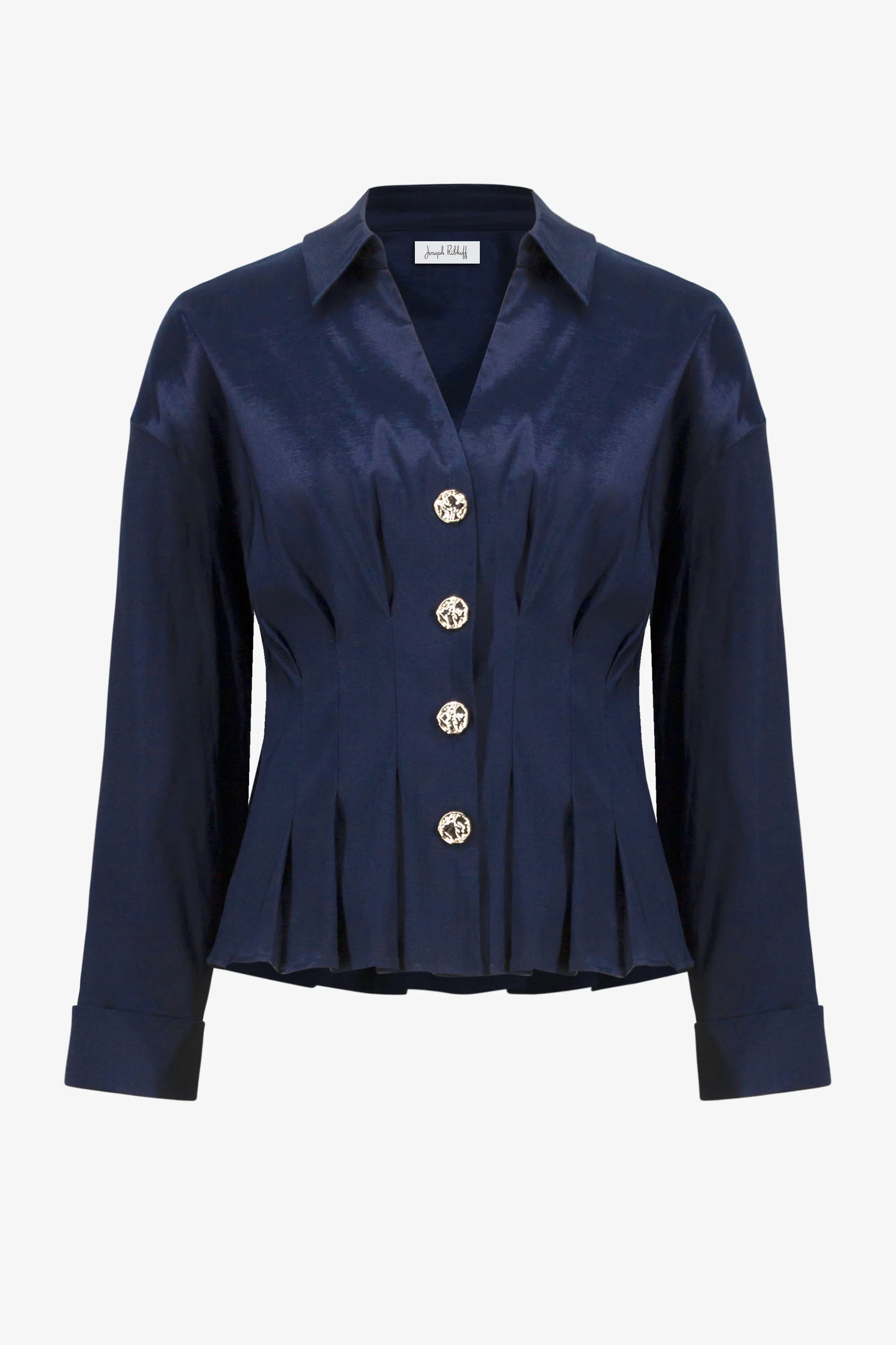 Joseph Ribkoff Stretch Taffeta Fit and Flare Blouse with Chain Link Button Cuffs - Image 5