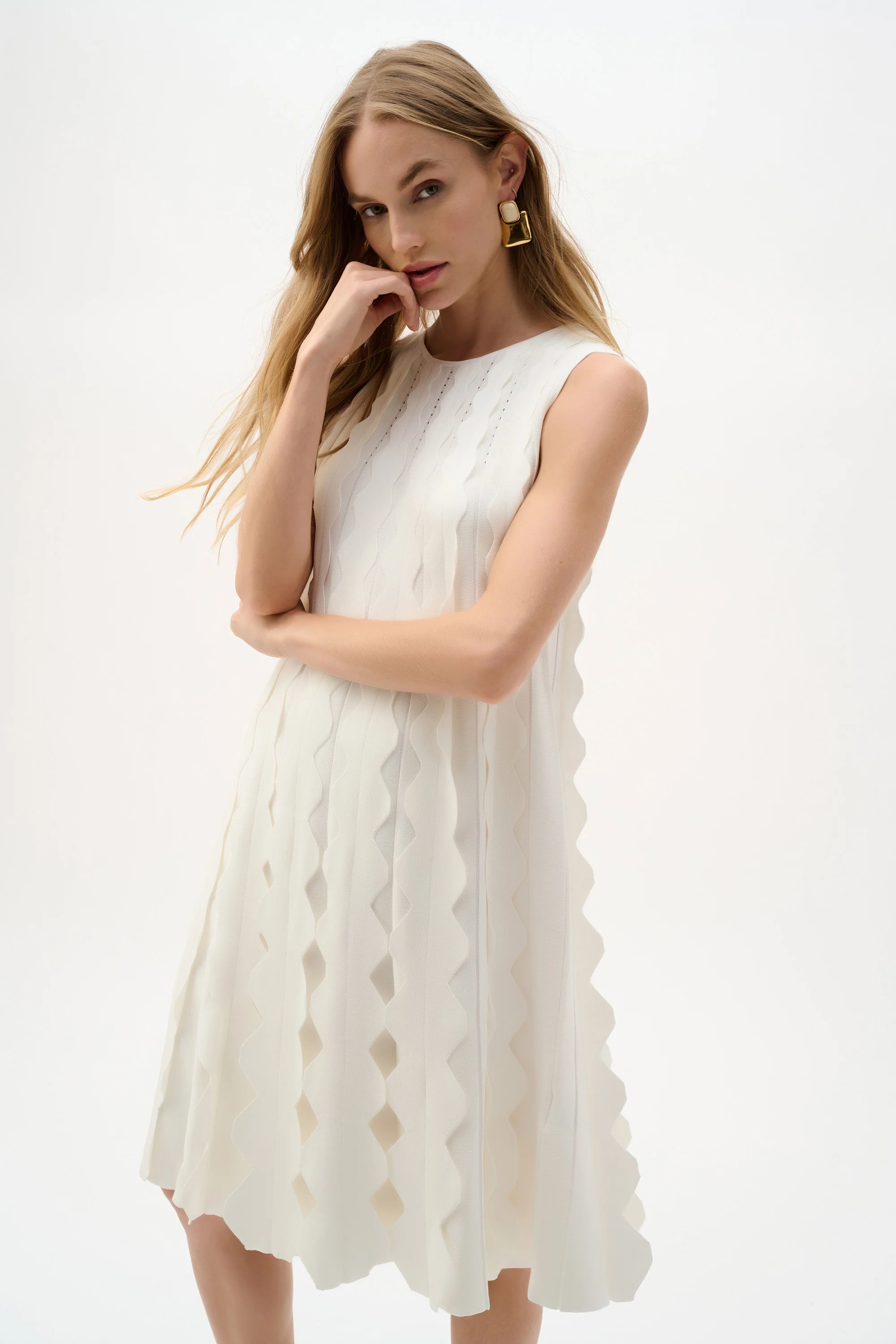 Joseph Ribkoff Sweater Knit Sleeveless A-Line Dress - Image 3