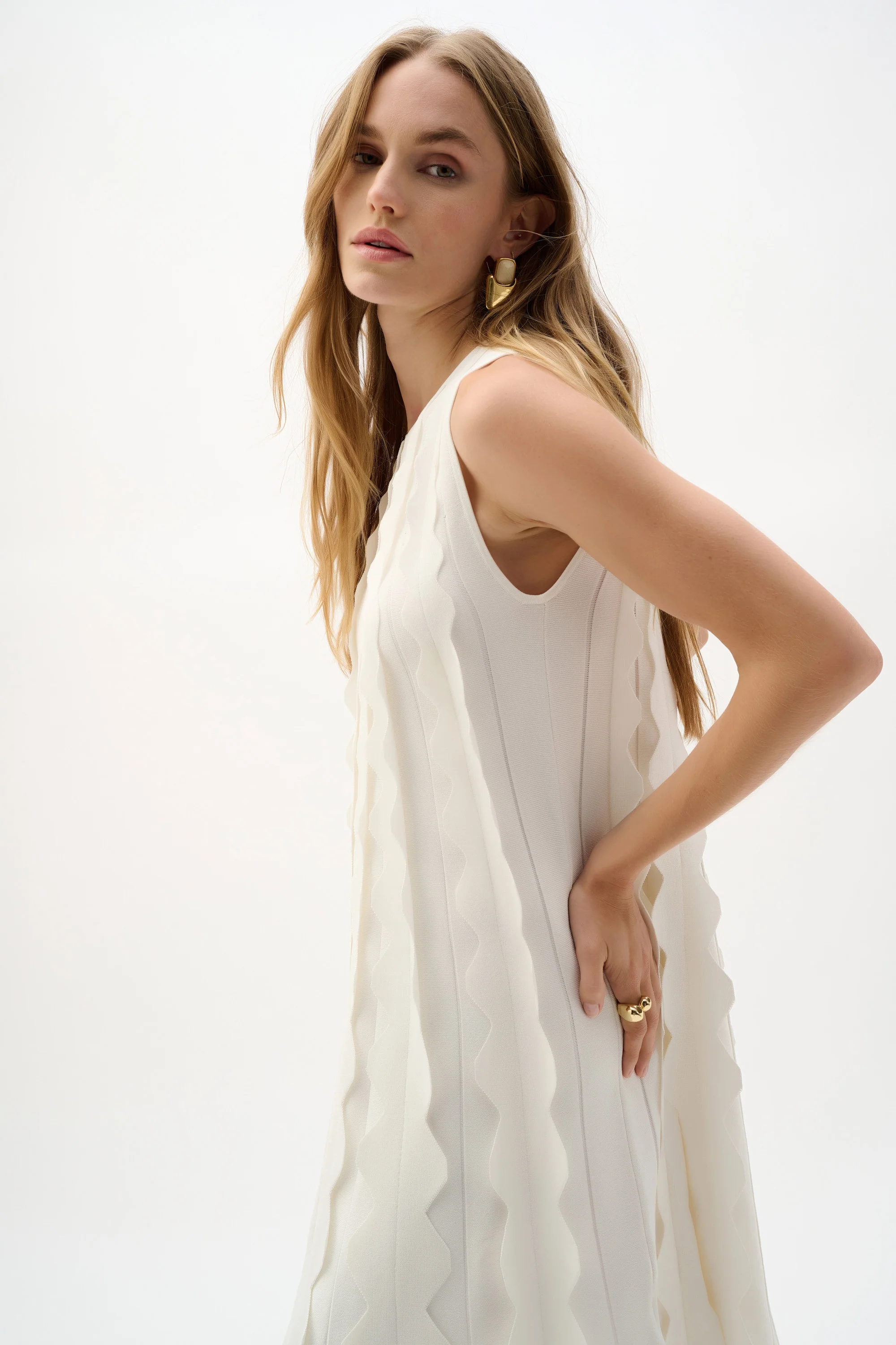 Joseph Ribkoff Sweater Knit Sleeveless A-Line Dress - Image 4
