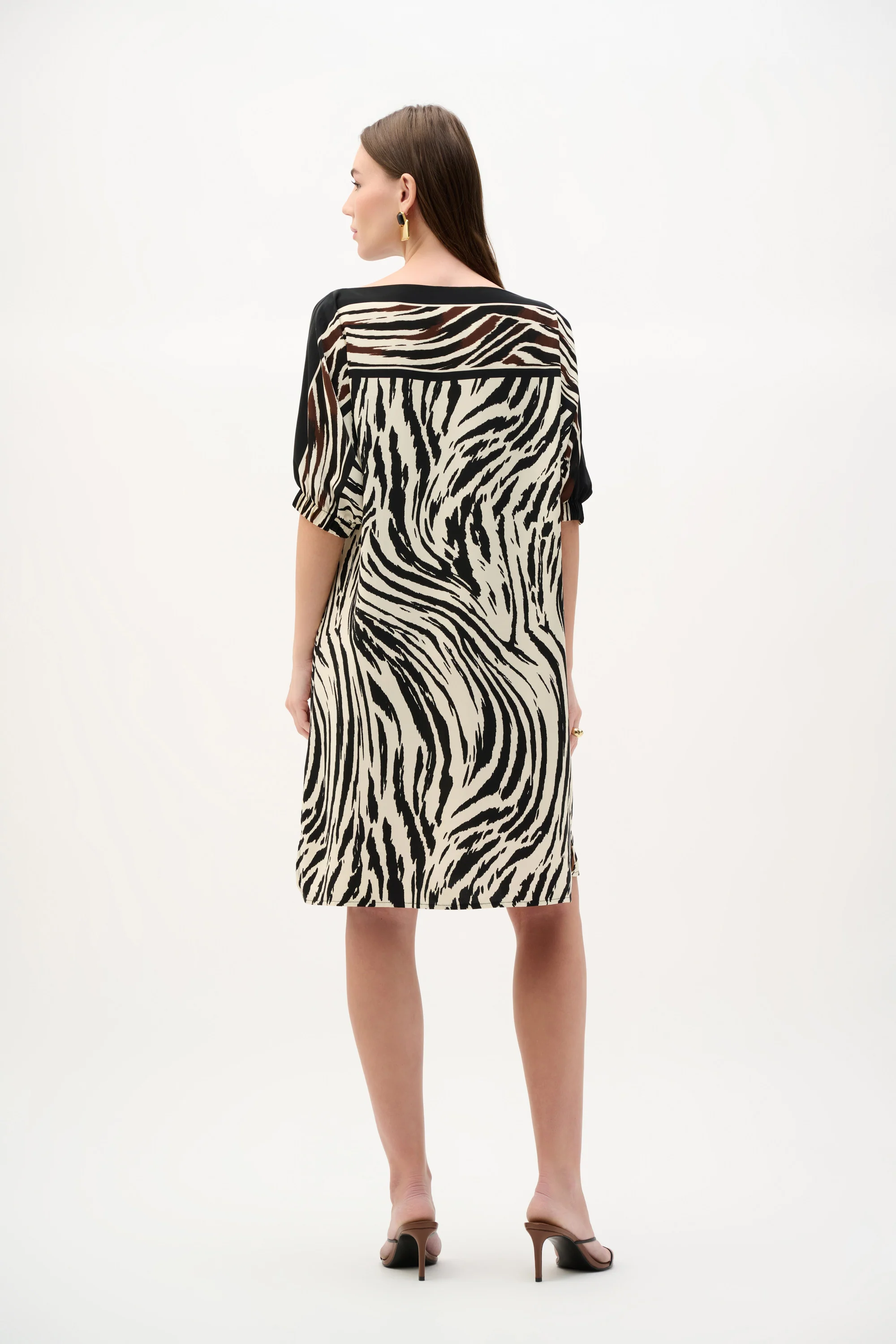 Joseph Ribkoff Woven Animal Print Straight Dress - Image 4