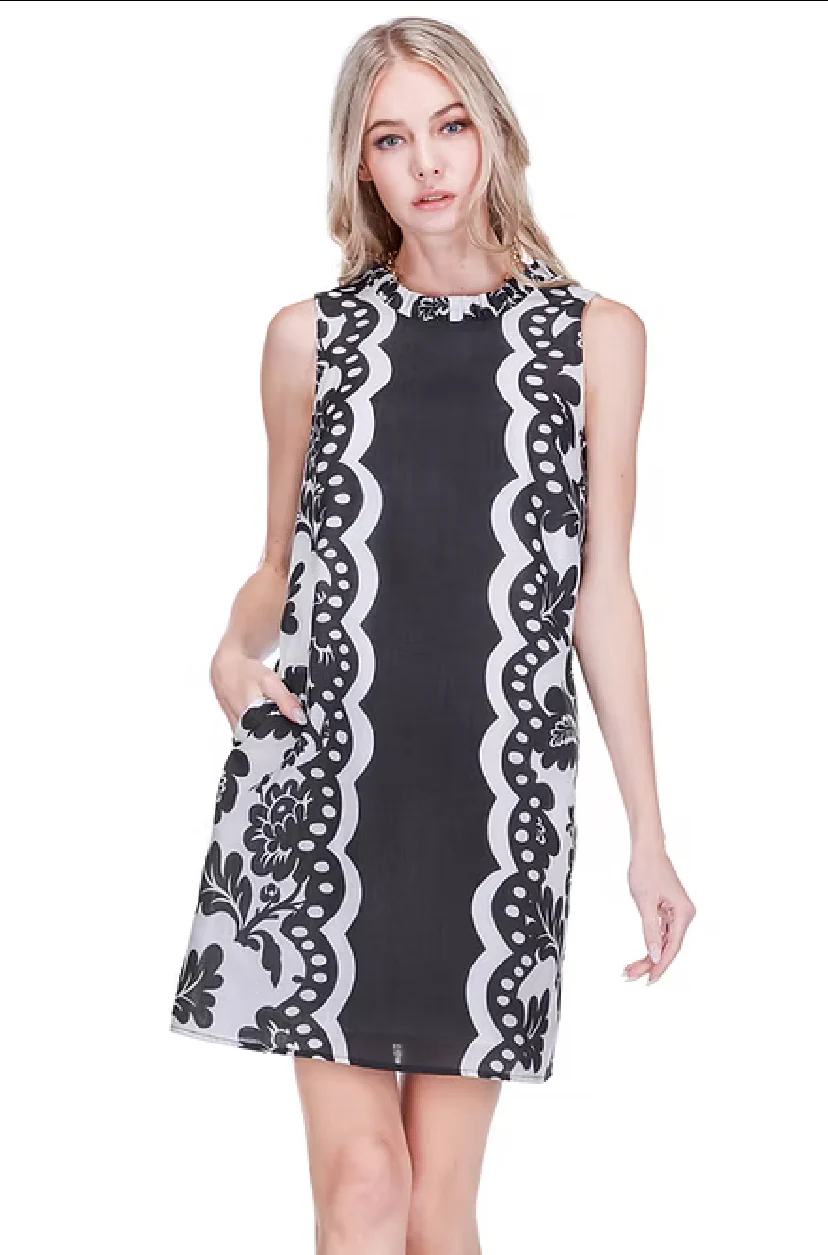 Joy Joy Ruffled Neck Dress, Scallop Noir - Image 2