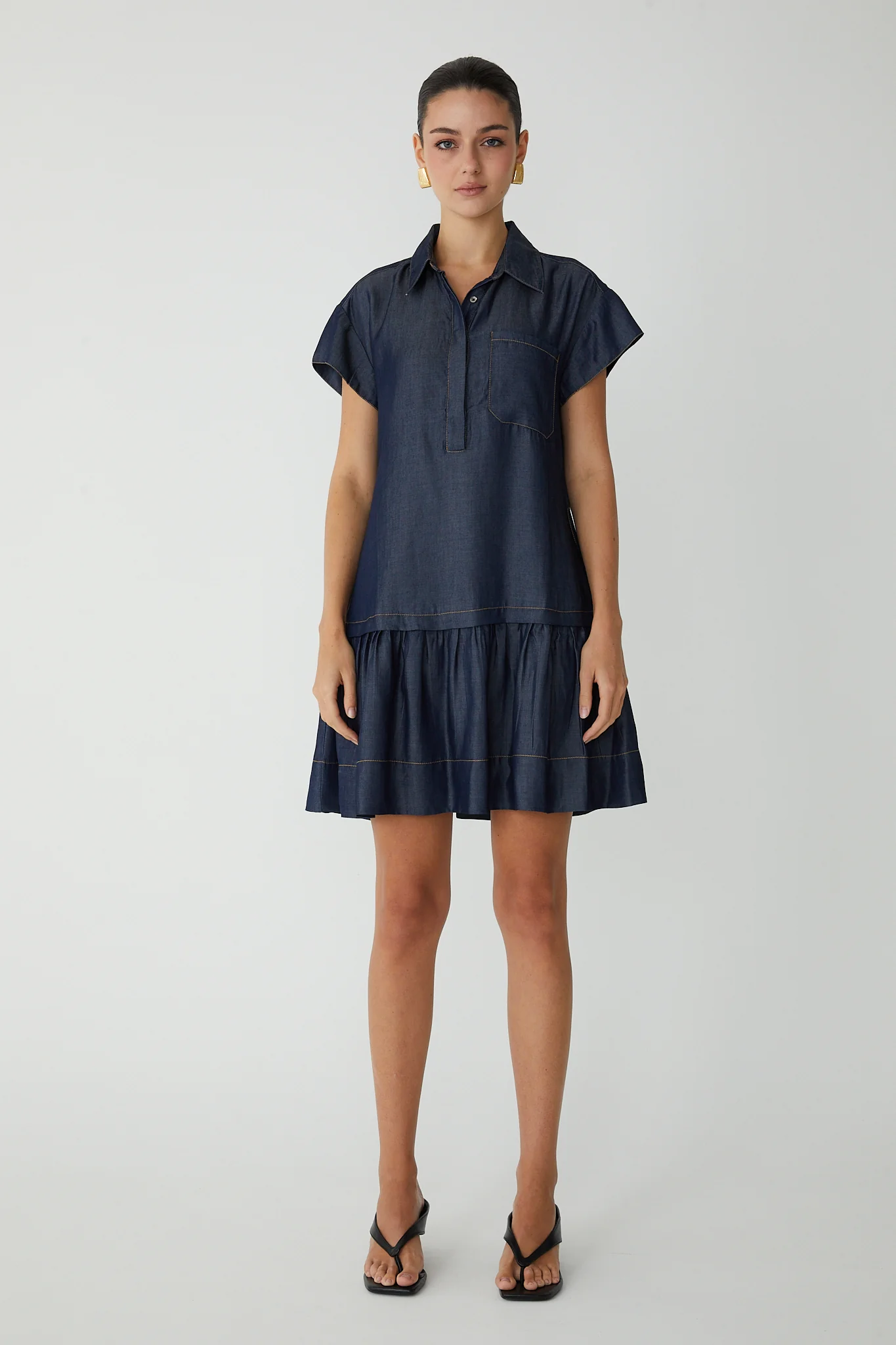 JS71 Larin Short Dark Wash Dress - Image 4