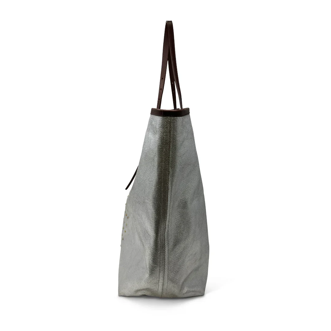 Kempton & Co Oversized Beach Tote, Metallic Twill - Image 2