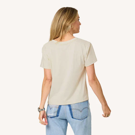 Kerri Rosenthal Suke Imperfect Heart Tee, Chalk/Golden Yellow - Image 4