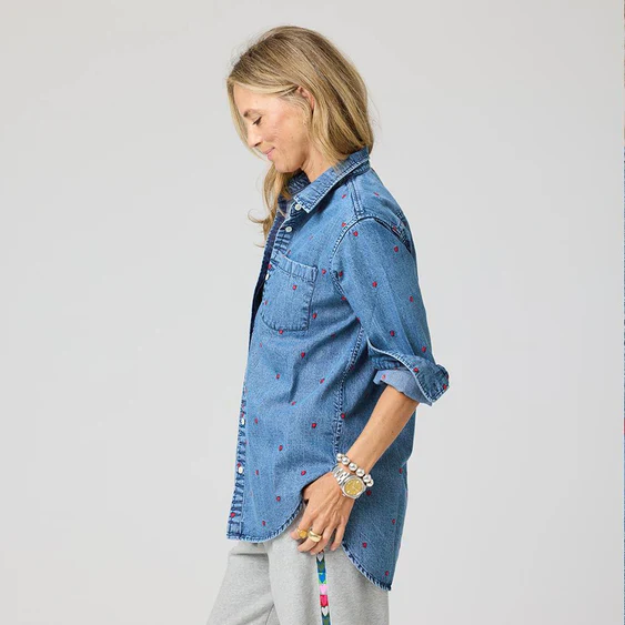 Kerri Rosenthal Mia Tiny Hearts Denim Shirt - Image 3