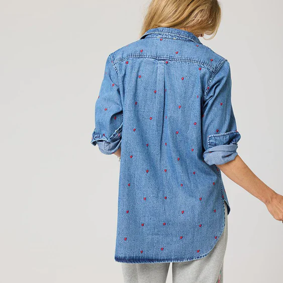 Kerri Rosenthal Mia Tiny Hearts Denim Shirt - Image 4