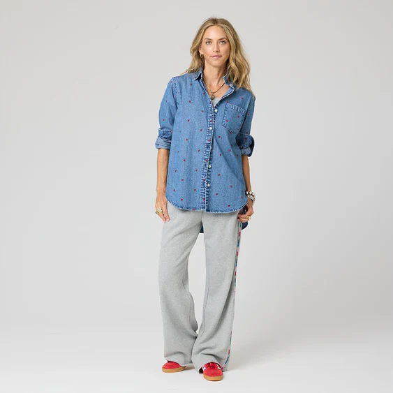 Kerri Rosenthal Mia Tiny Hearts Denim Shirt - Image 5