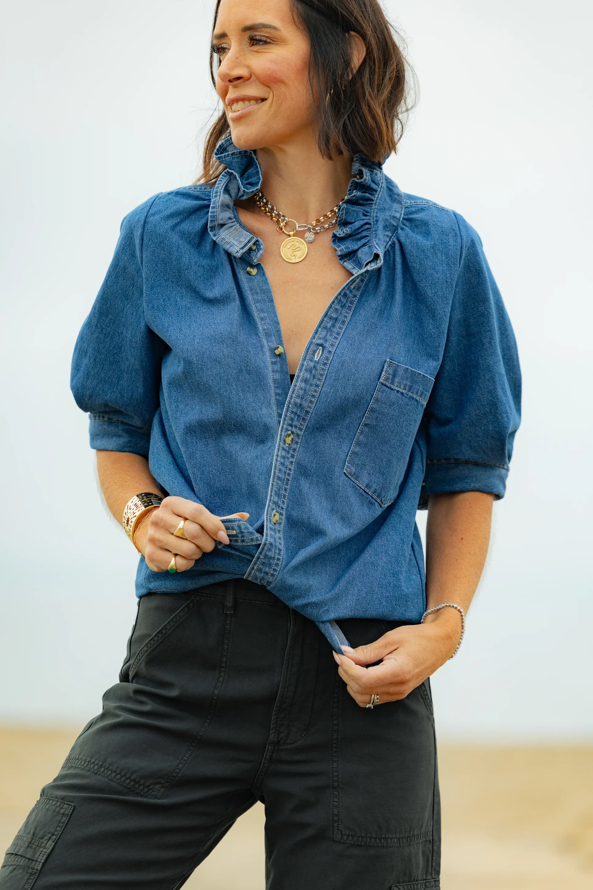 KMJ Southern Lover Shirt, Denim - Image 3