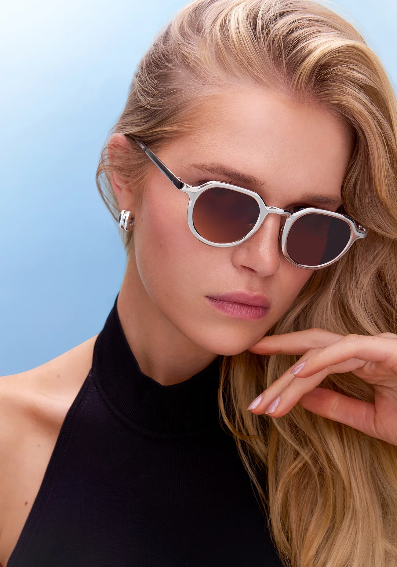 Krewe Galvan Silver Chroma + Crystal Sunglasses - Image 2