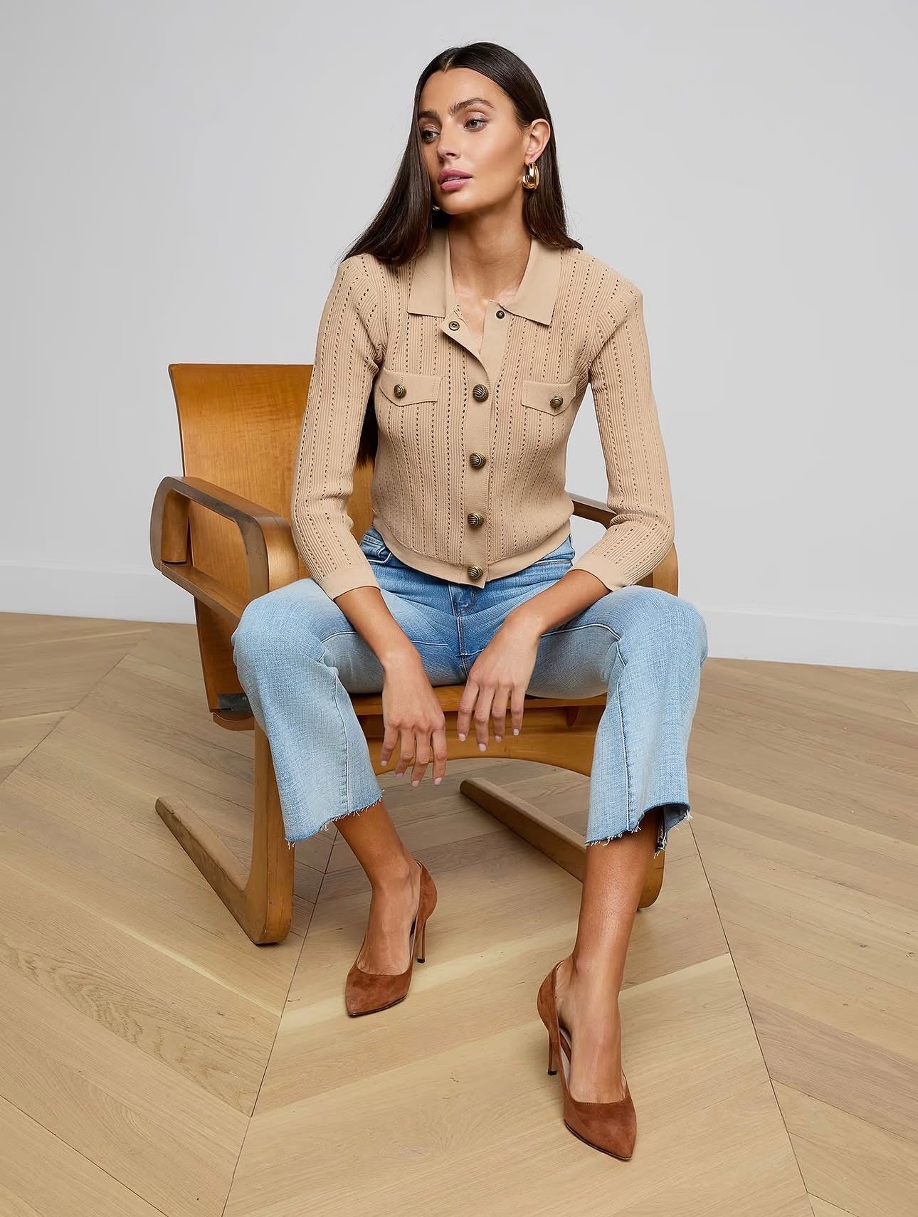 L'Agence Collared Cardigan - Image 4