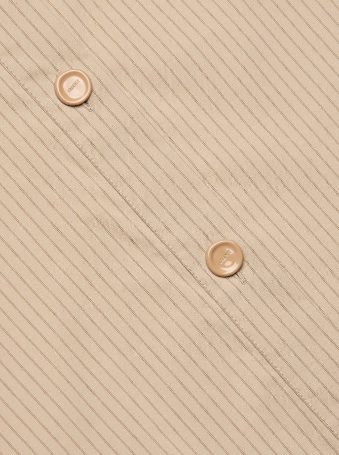 L'Agence Cosette Crop Hi Low Shirt, Macadamia/Light Brown Stripe - Image 3