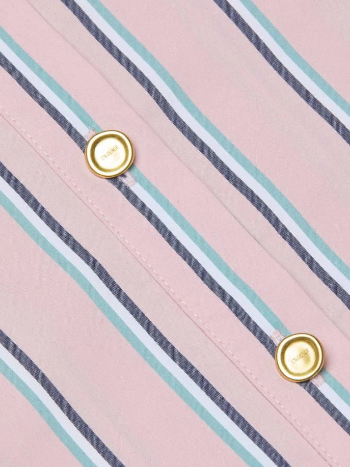 L'Agence Cosette Crop Hi Low Shirt, Pale Rose Stripe - Image 5