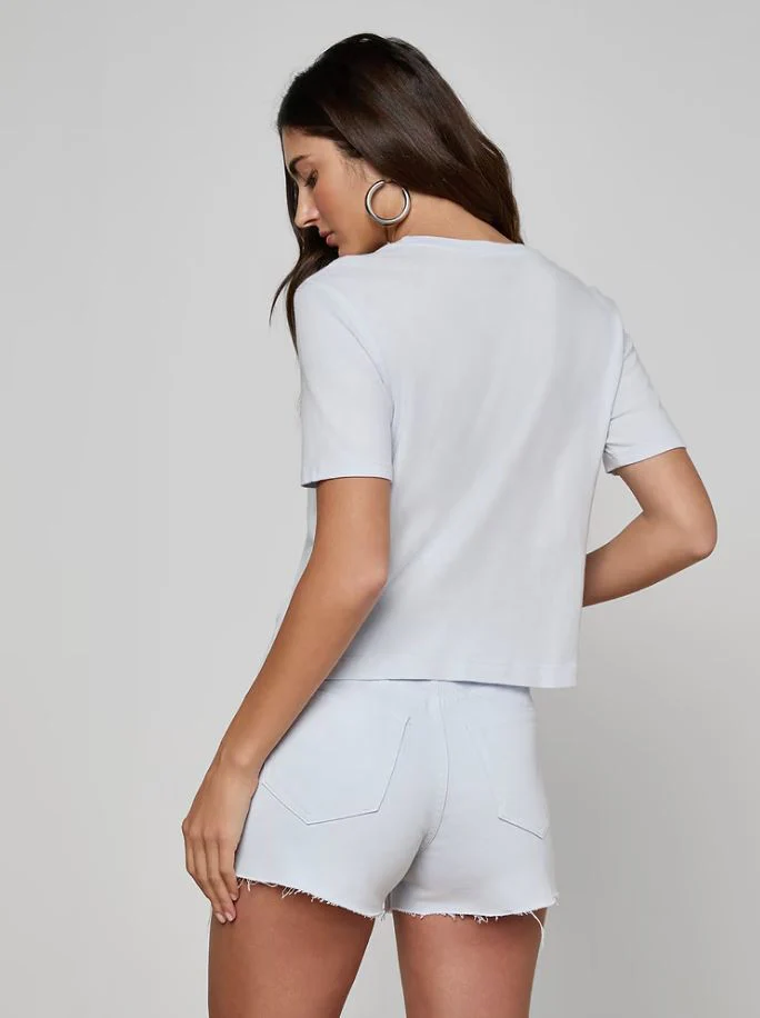 L'Agence Stormy Cropped Cotton Tee, Pale Blue Mist - Image 4