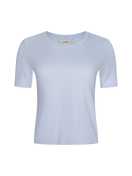 L'Agence Stormy Cropped Cotton Tee, Pale Blue Mist - Image 5