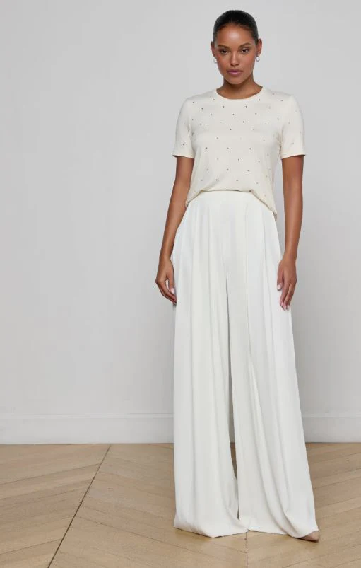 L'Agence Stormy Embellished Cropped Crew Neck Tee - Image 5