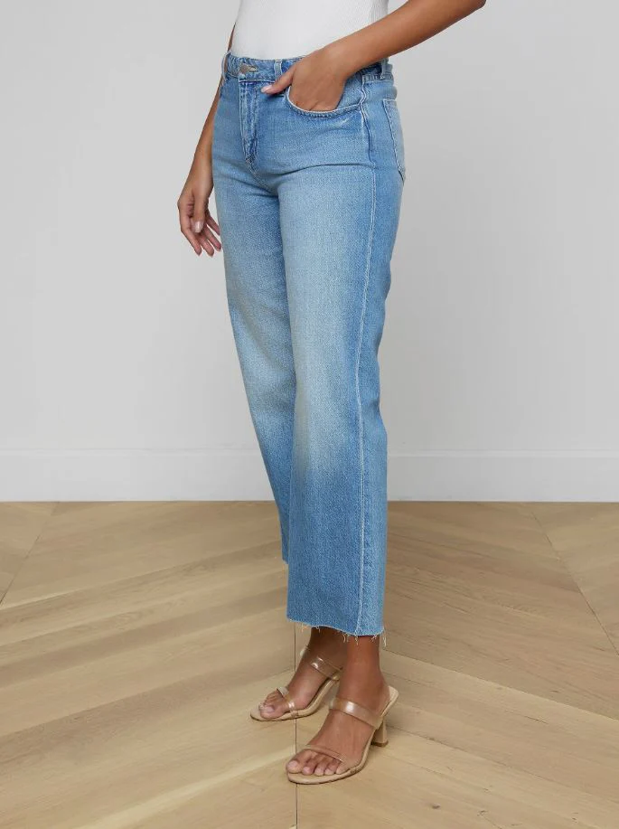 L'Agence Wanda High Rise Crop Wide Leg Jean, Anaheim - Image 4