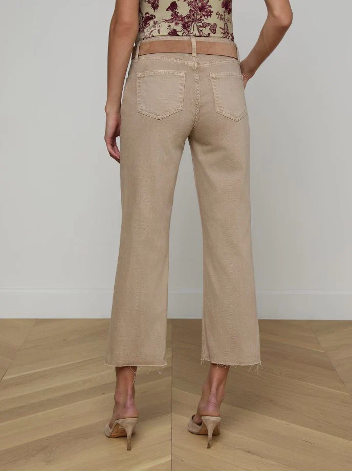 L'Agence Wanda High Rise Crop Wide Leg Jean, Biscuit - Image 5
