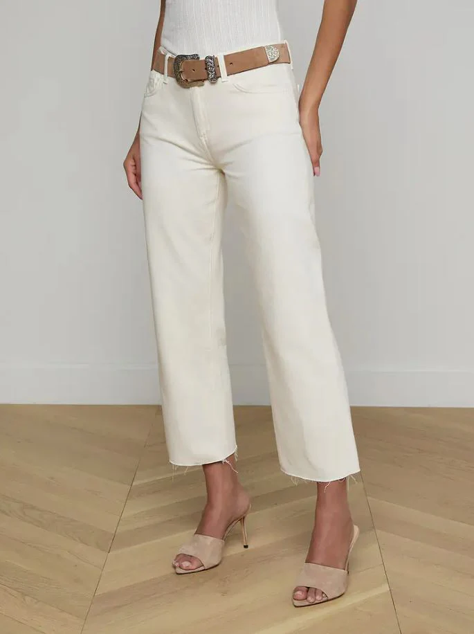 L'Agence Wanda High Rise Crop Wide Leg, Light Ecru - Image 3