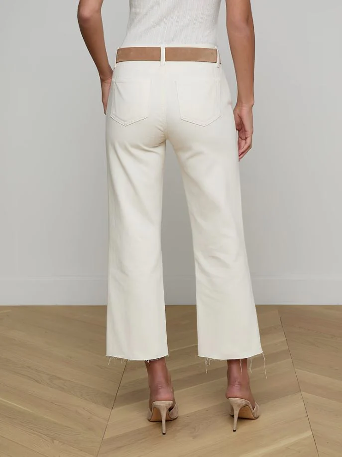 L'Agence Wanda High Rise Crop Wide Leg, Light Ecru - Image 4