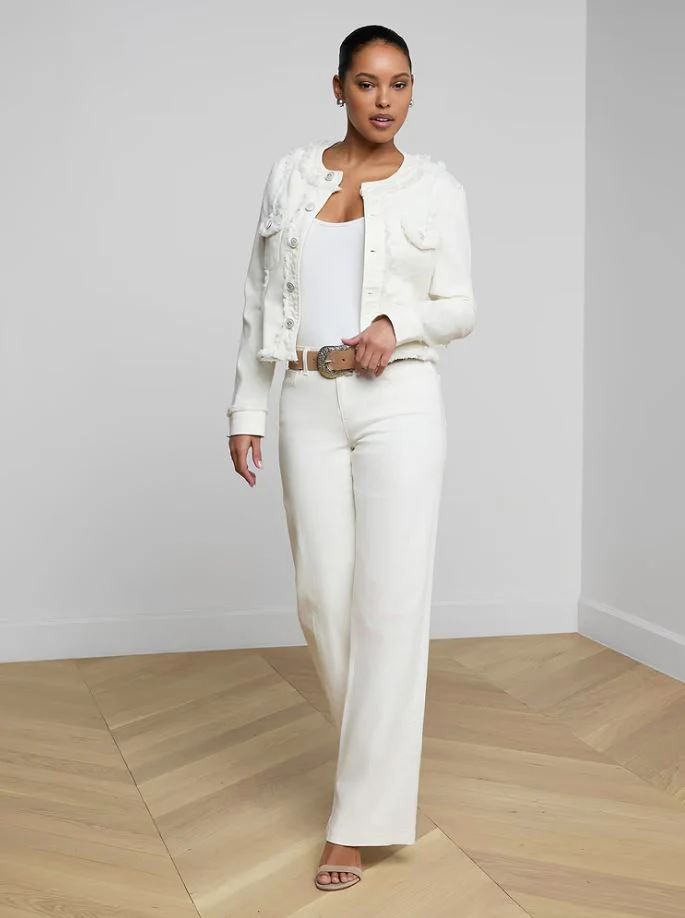 L'Agence Yarin Collarless Fray Jacket - Image 3