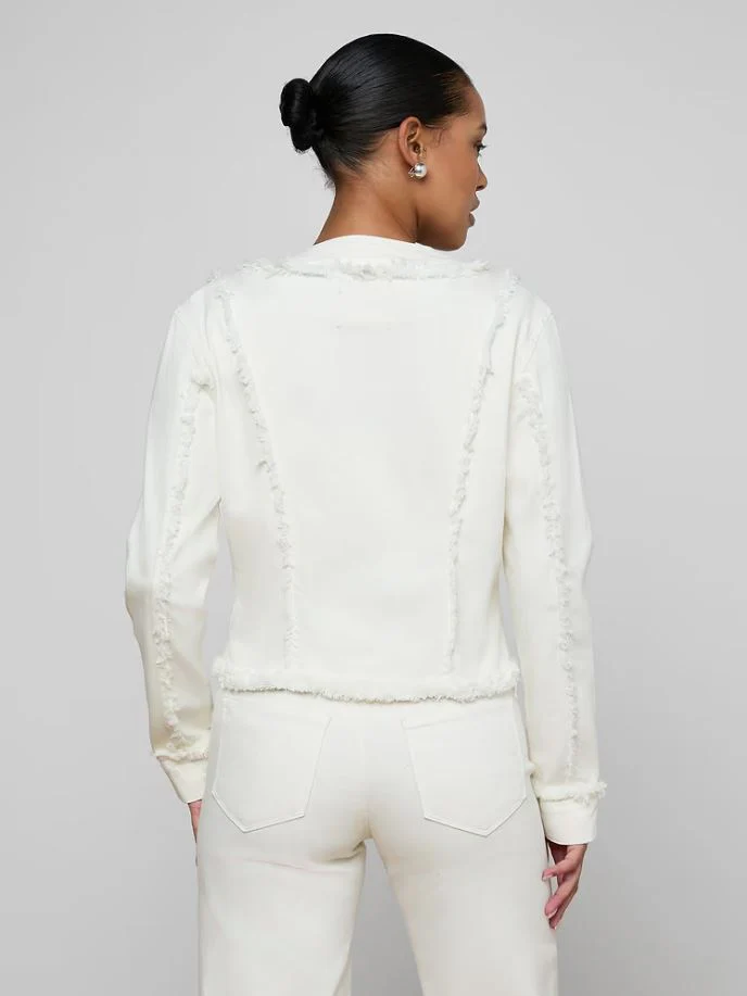 L'Agence Yarin Collarless Fray Jacket - Image 4