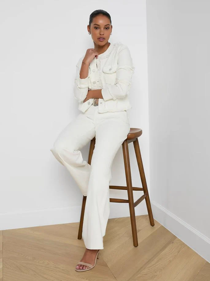 L'Agence Yarin Collarless Fray Jacket - Image 5