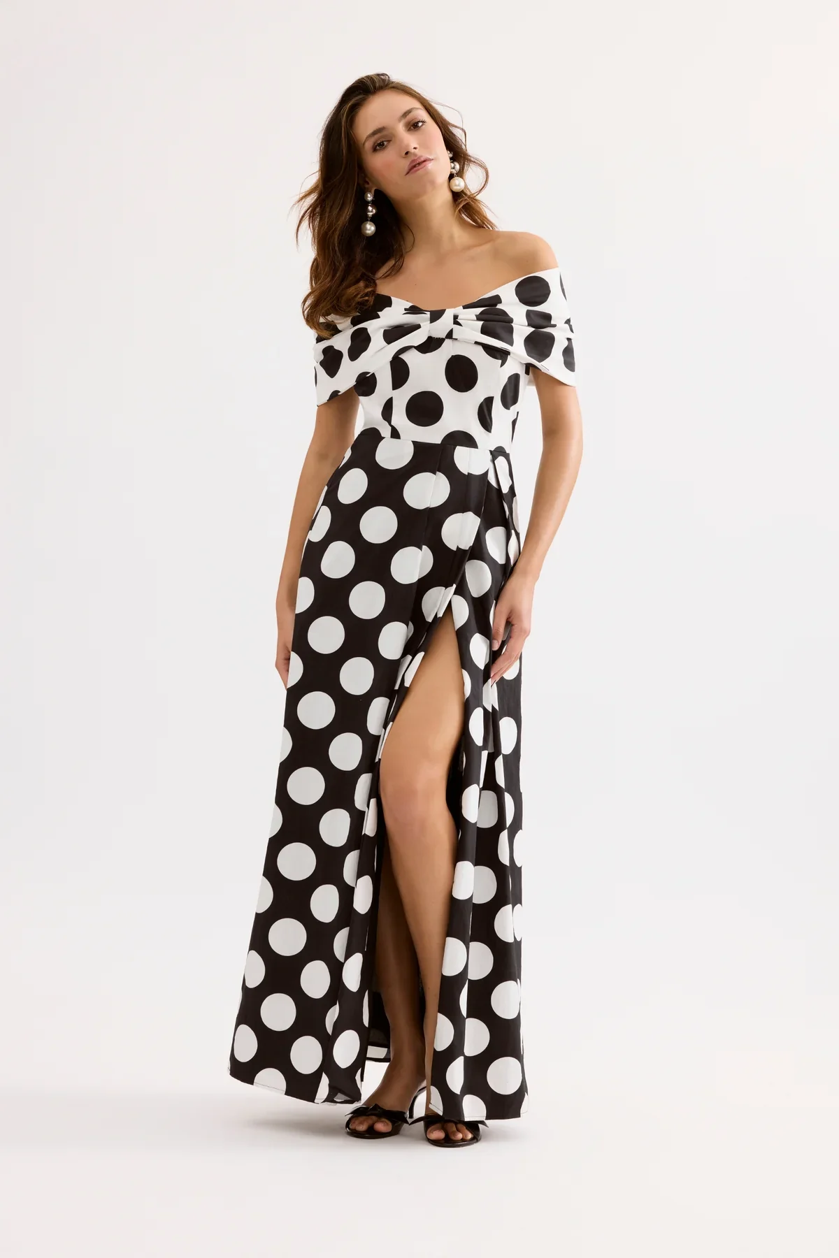 Leo & Ugo Polka Dot Off the Shoulder Dress - Image 2