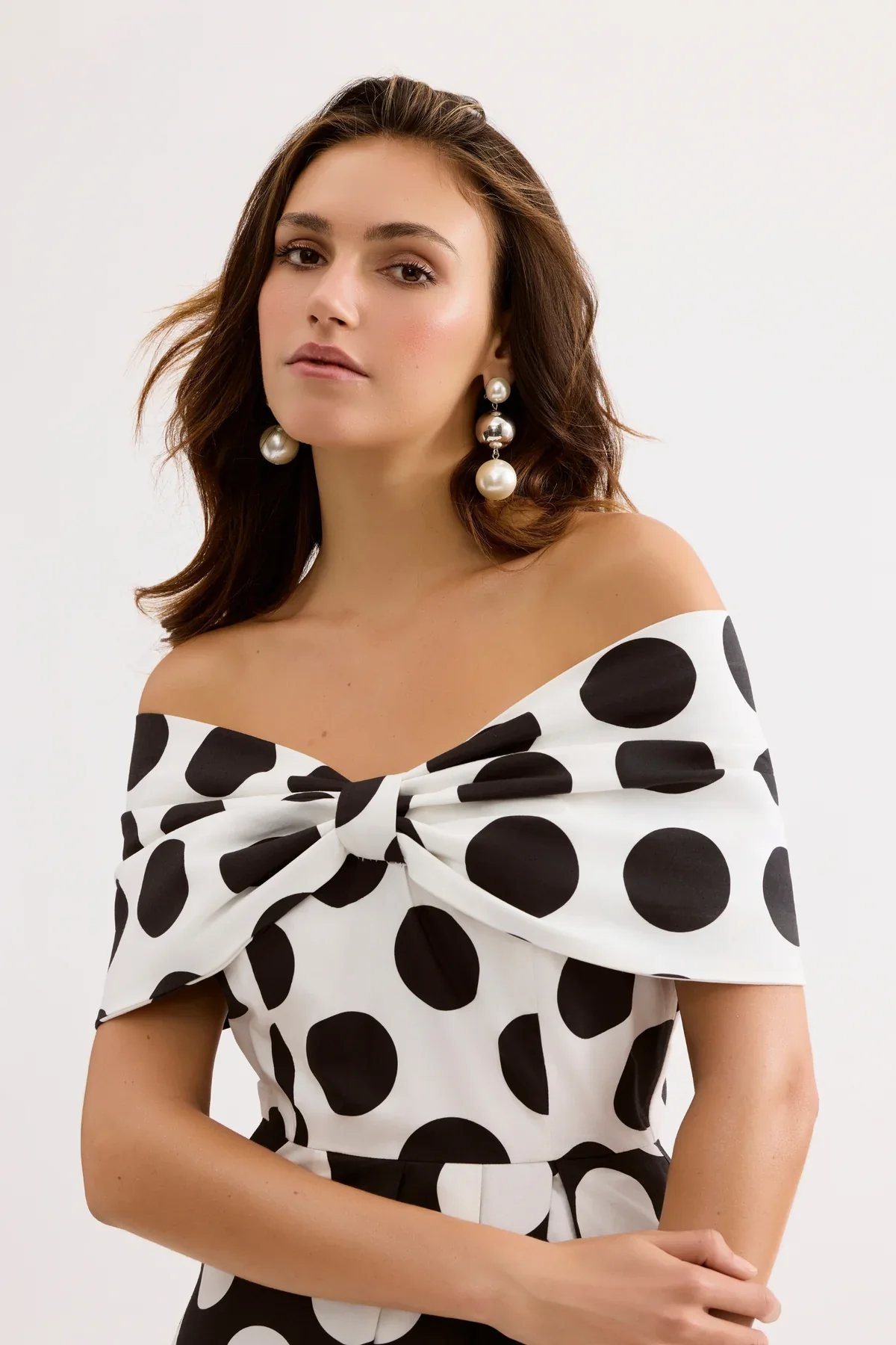 Leo & Ugo Polka Dot Off the Shoulder Dress - Image 3